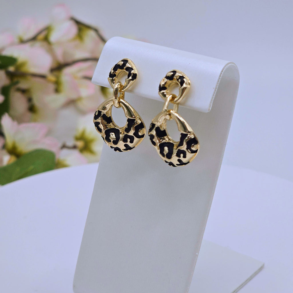 Leopard Pattern Open Drop Stainless Steel Earrings