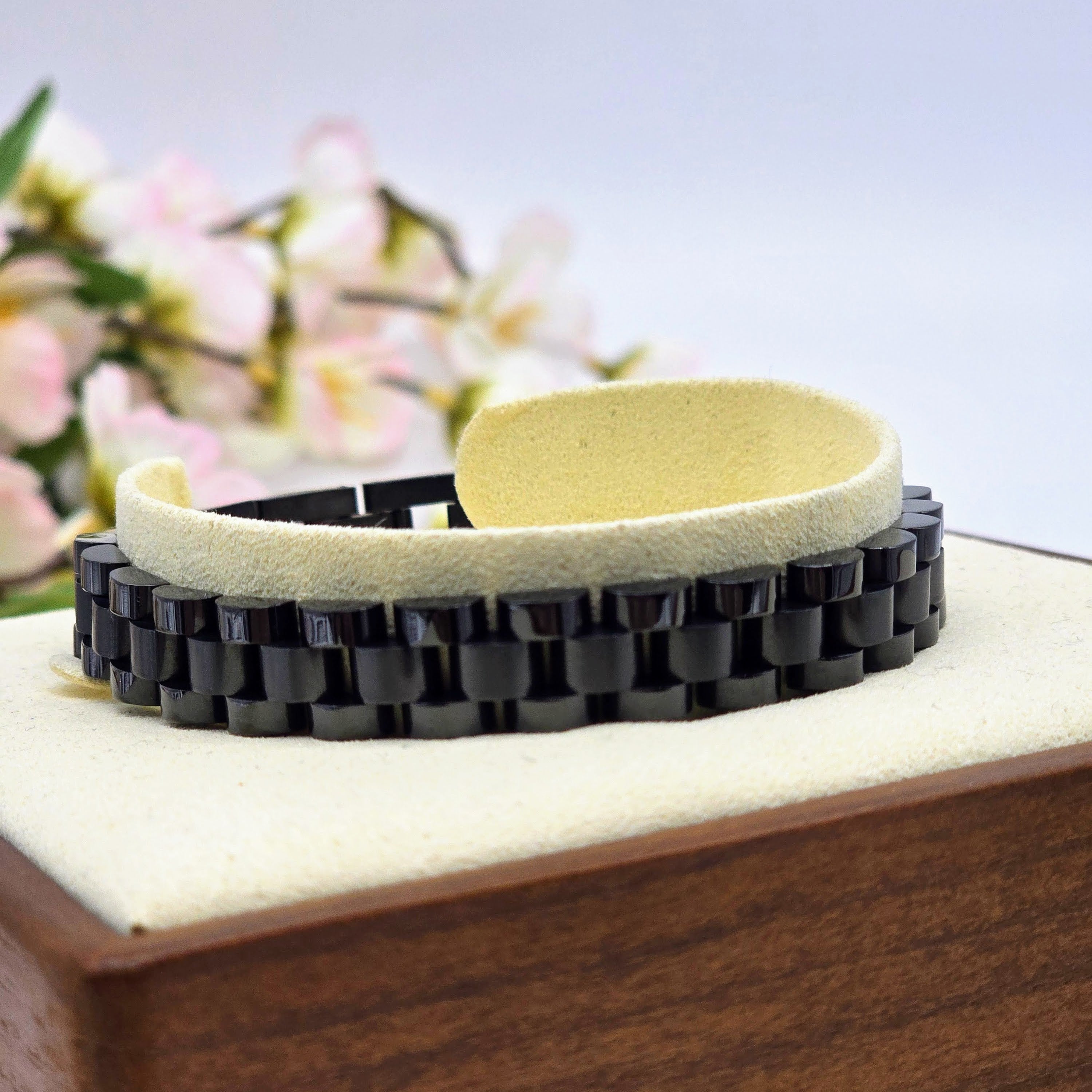 Matte Black Stainless Steel Link Men’s Bracelet