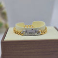 Gold Cuban Link environmental brass Bracelet with Pave Box Clasp