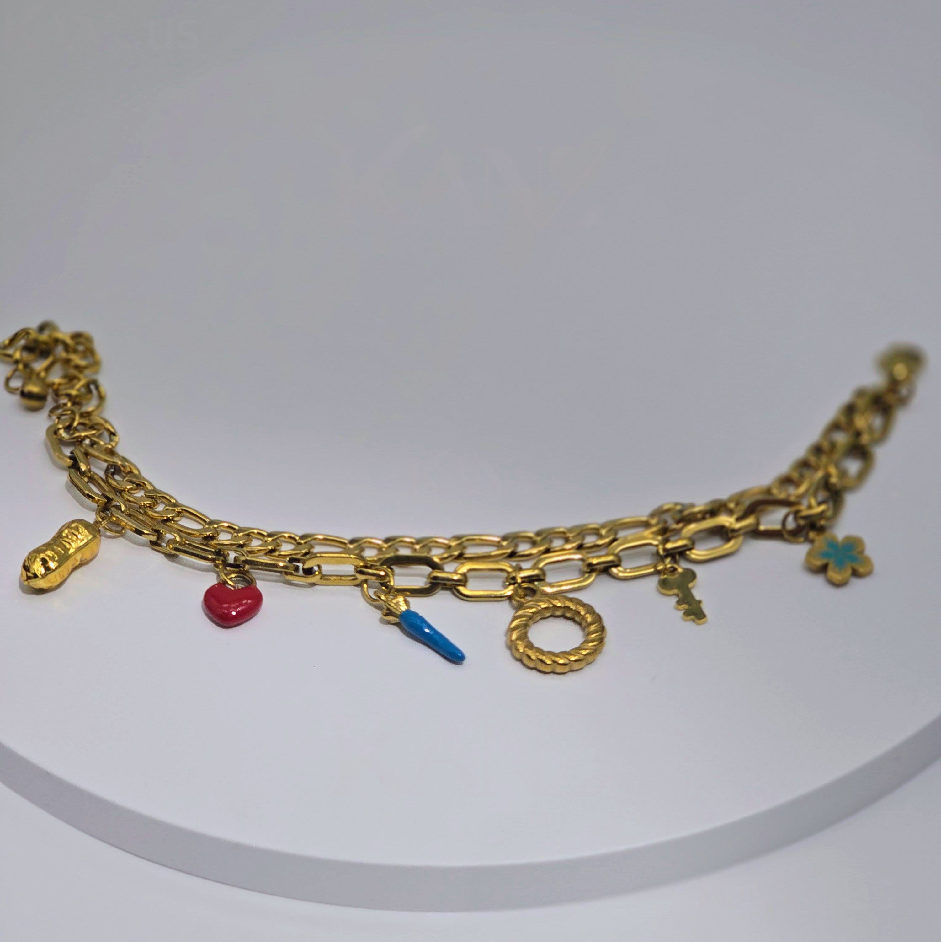 The Mediterranean Mosaic Heart Set – Stainless Steel Layered Necklaces & Charm Bracelet