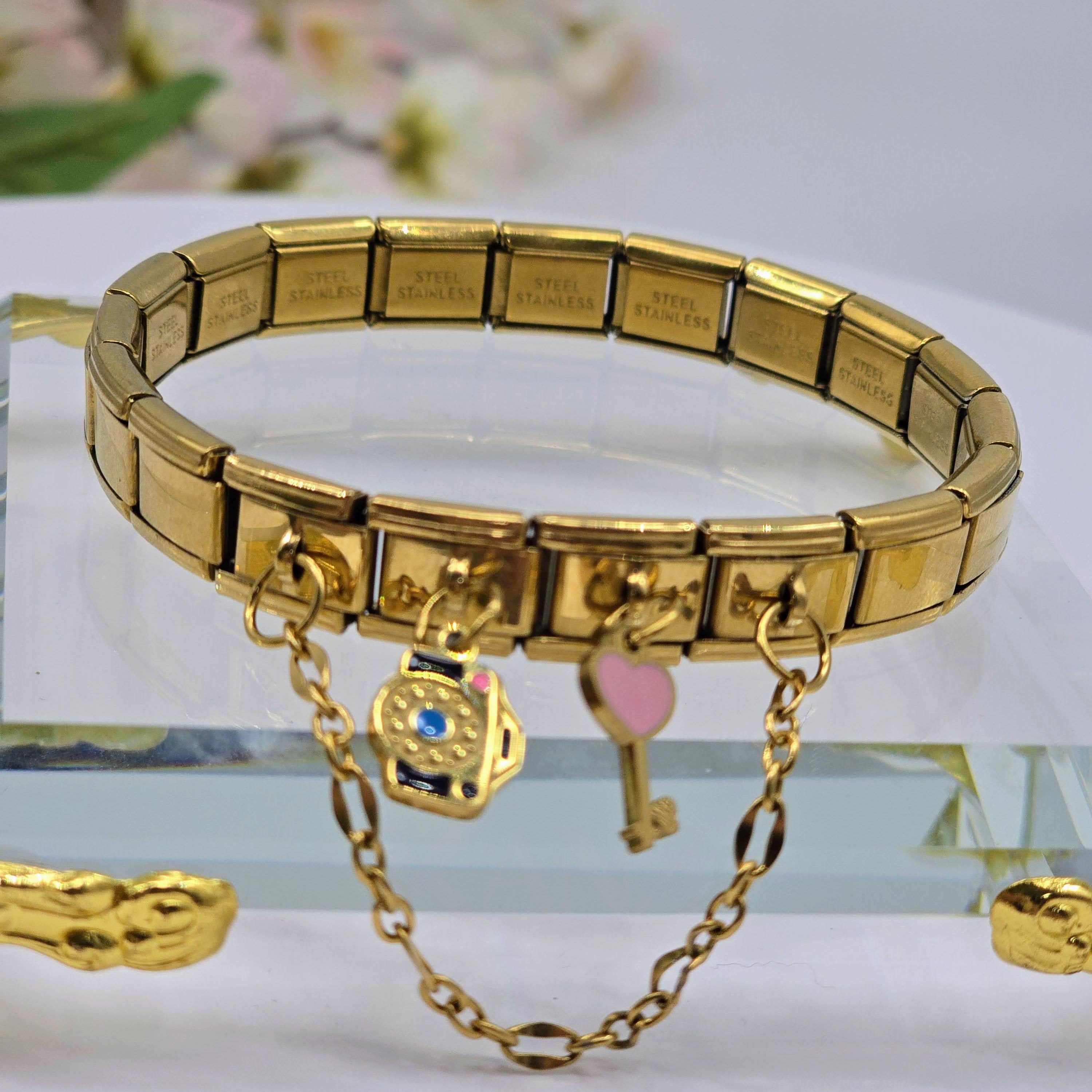 Pre-Designed Italian Charm Stainless Steel Bracelet