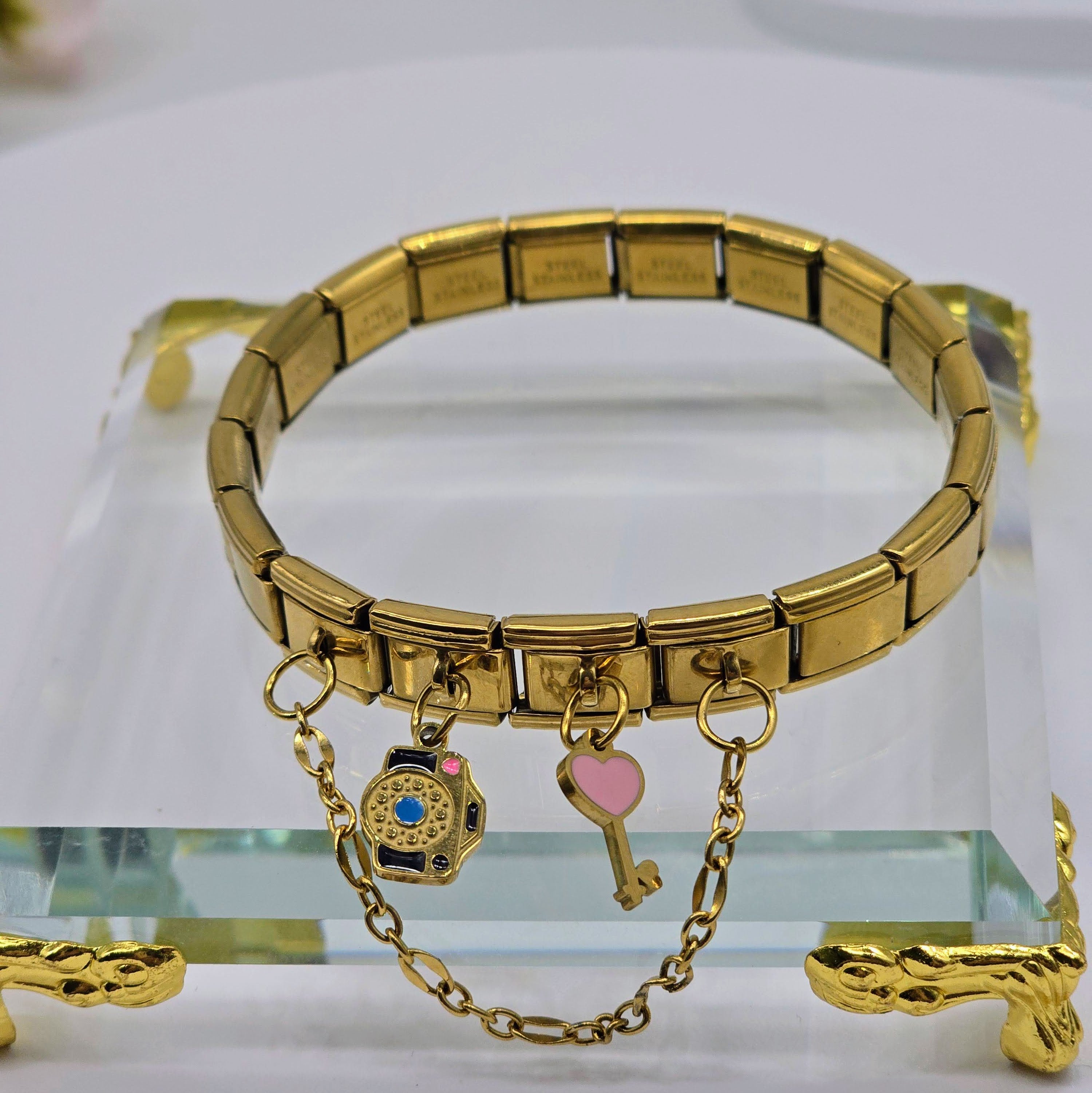 Pre-Designed Italian Charm Stainless Steel Bracelet