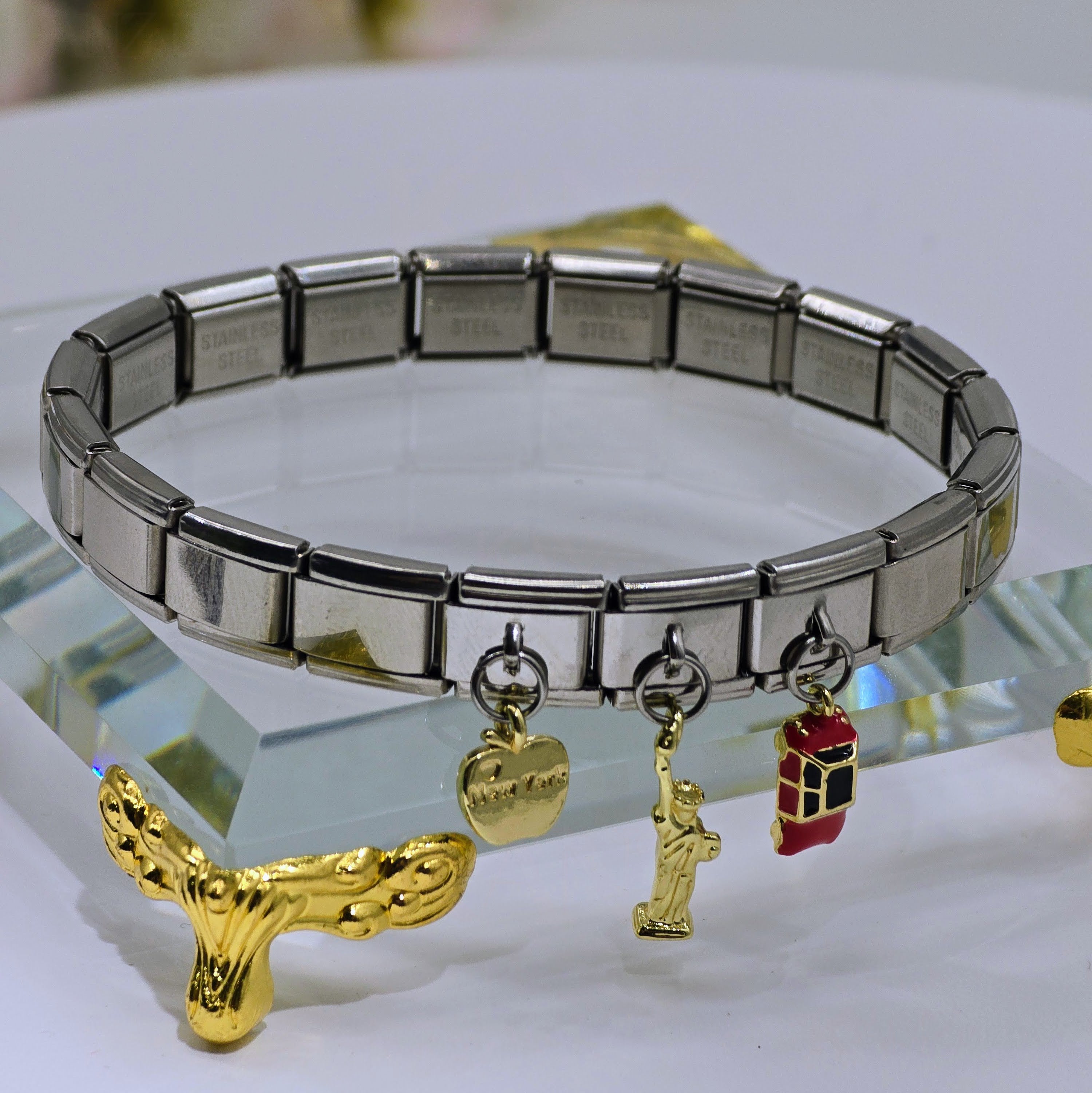 Pre-Designed Italian Charm Stainless Steel Bracelet