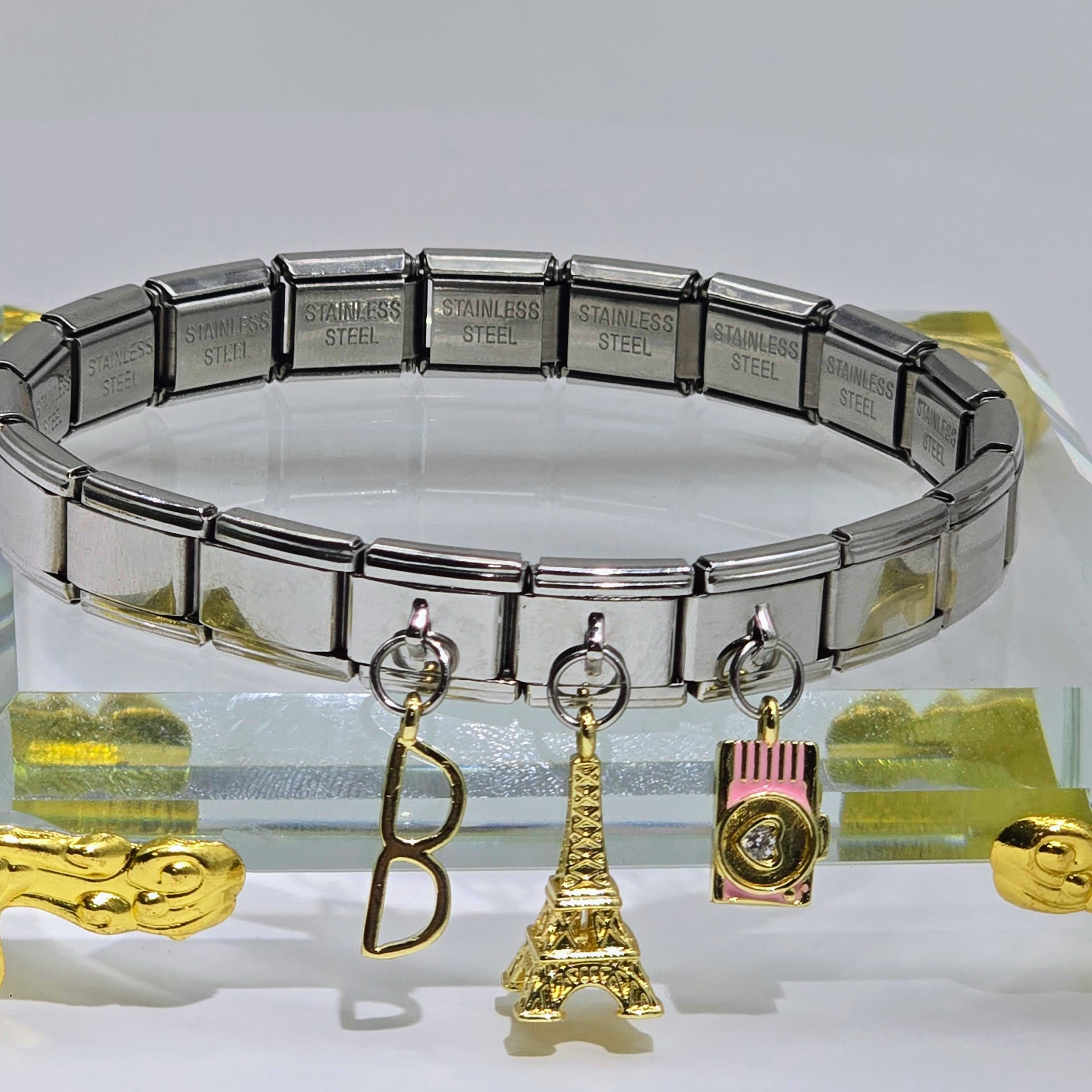 Pre-Designed Italian Charm Stainless Steel Bracelet