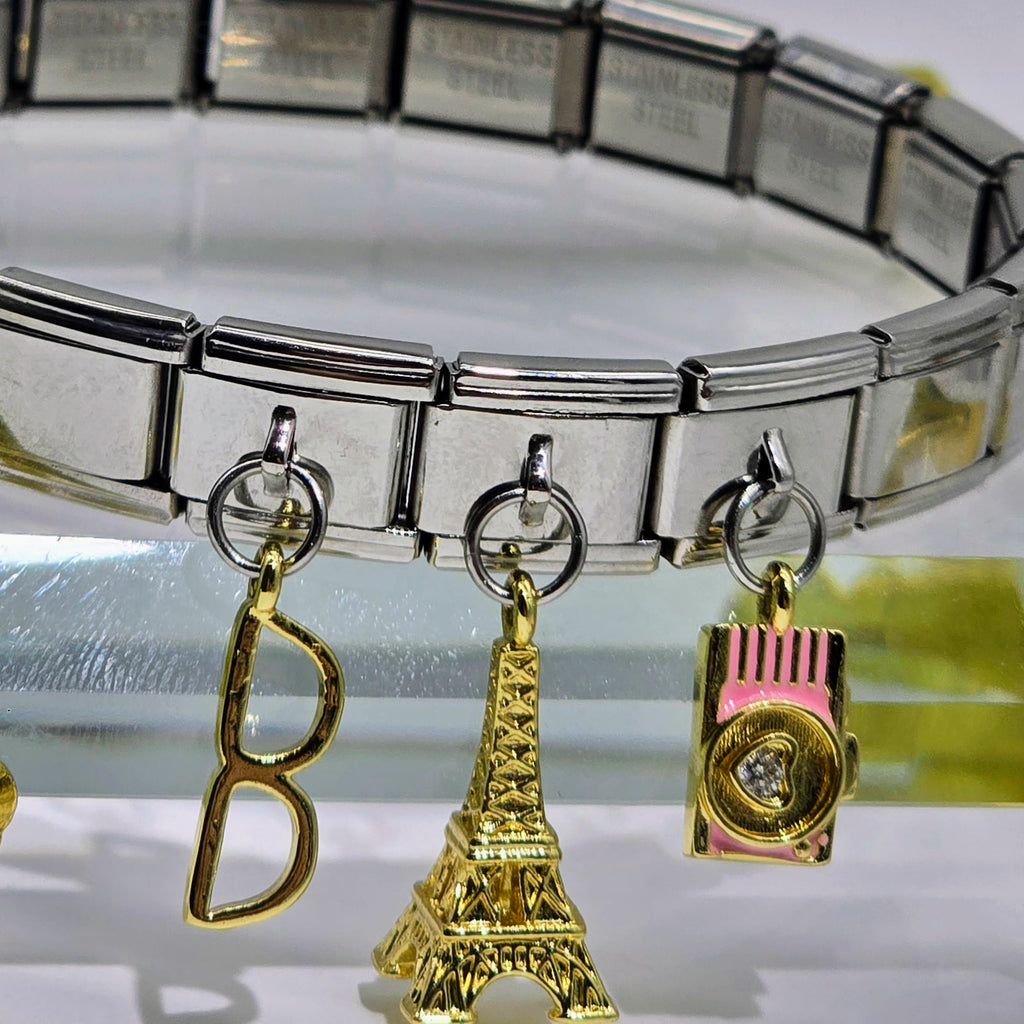 Pre-Designed Italian Charm Stainless Steel Bracelet