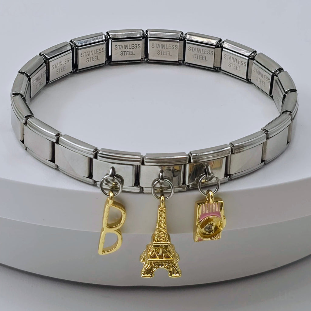 Pre-Designed Italian Charm Stainless Steel Bracelet