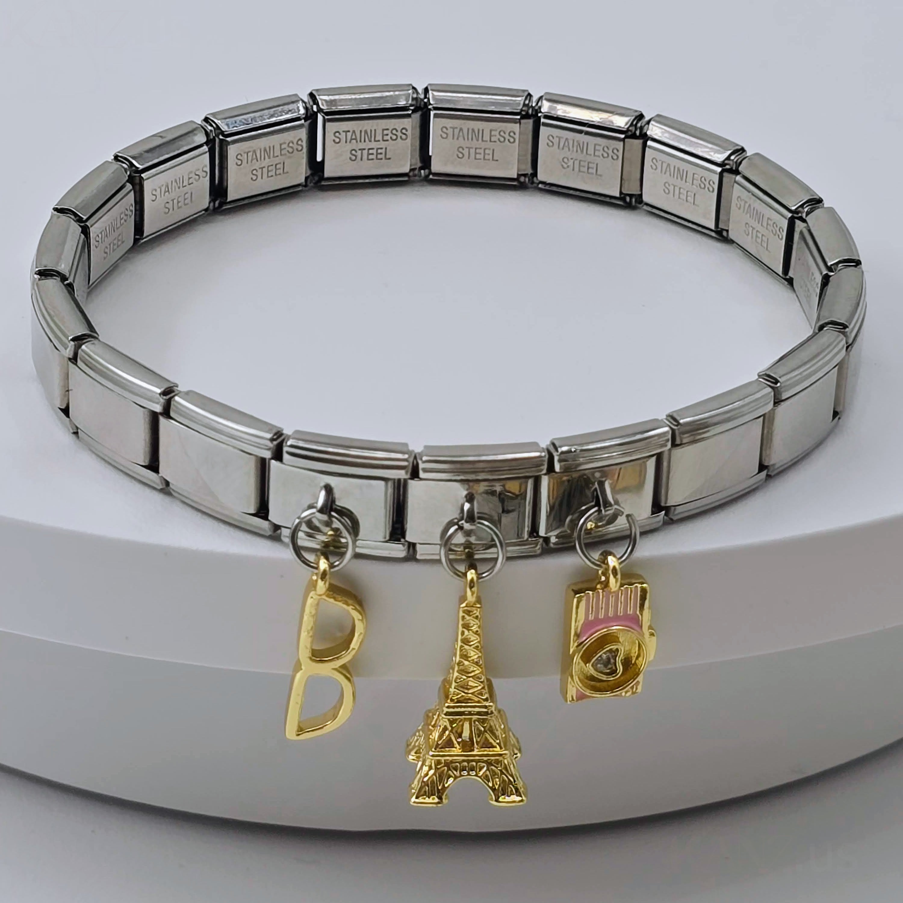 Pre-Designed Italian Charm Stainless Steel Bracelet