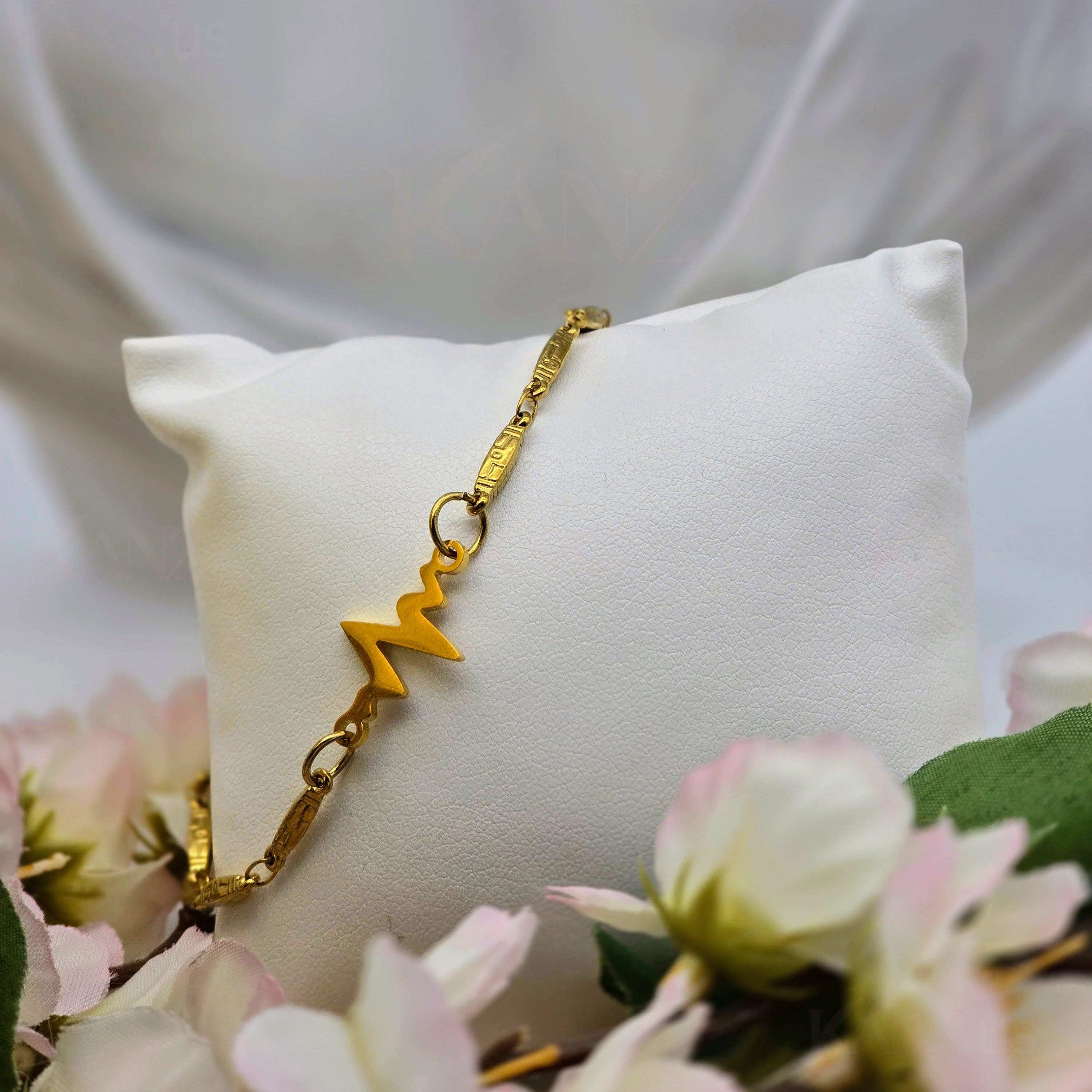 Gold Pulse Link Stainless Steel Bracelet