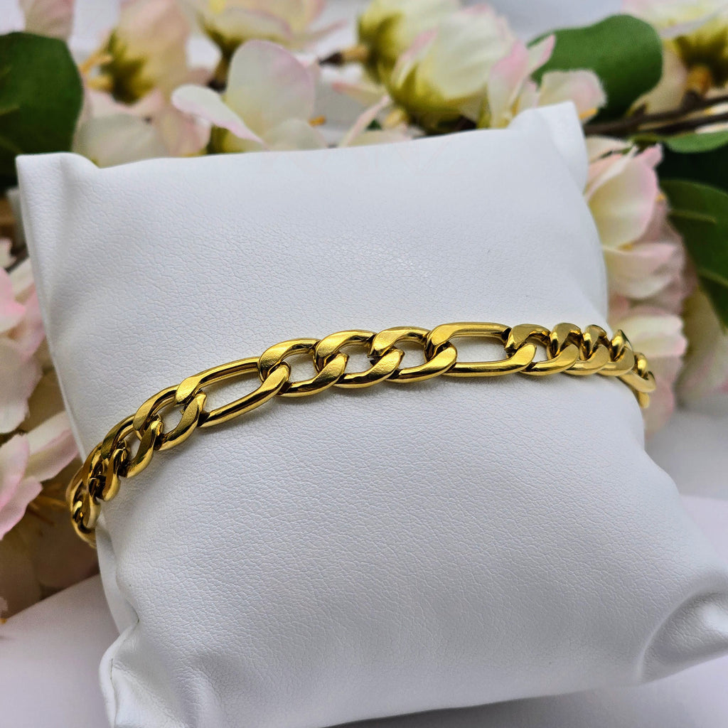 Gold Mixed Link Chain Stainless Steel Bracelet