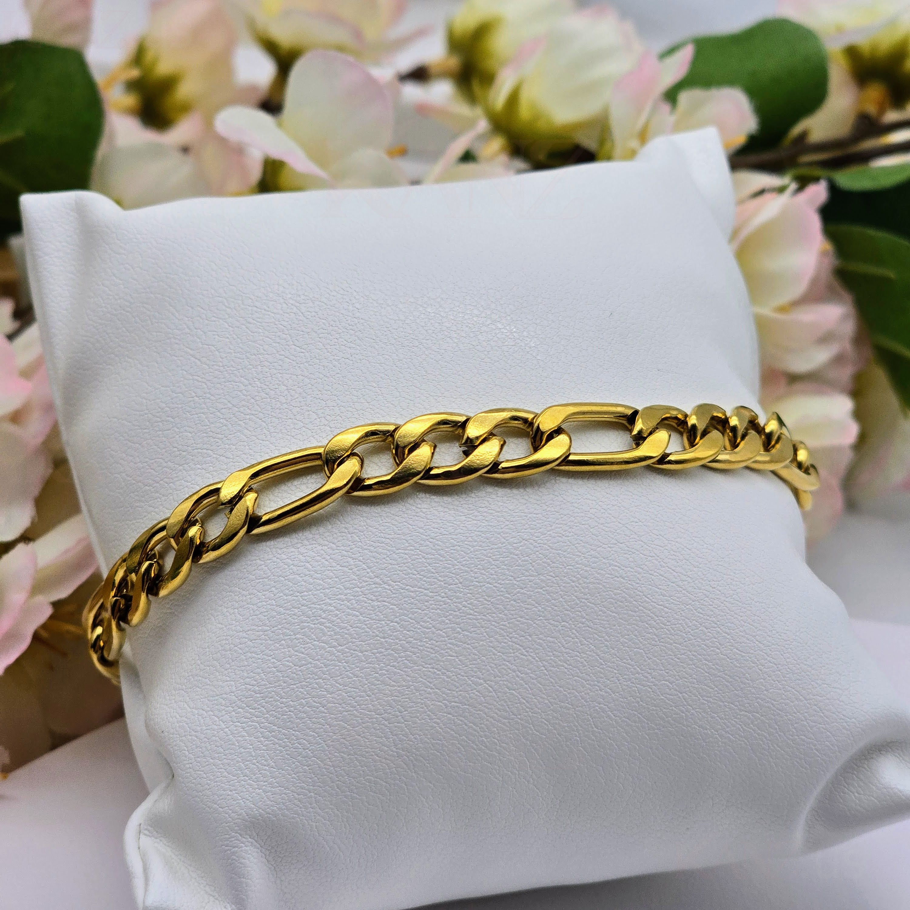 Gold Mixed Link Chain Stainless Steel Bracelet