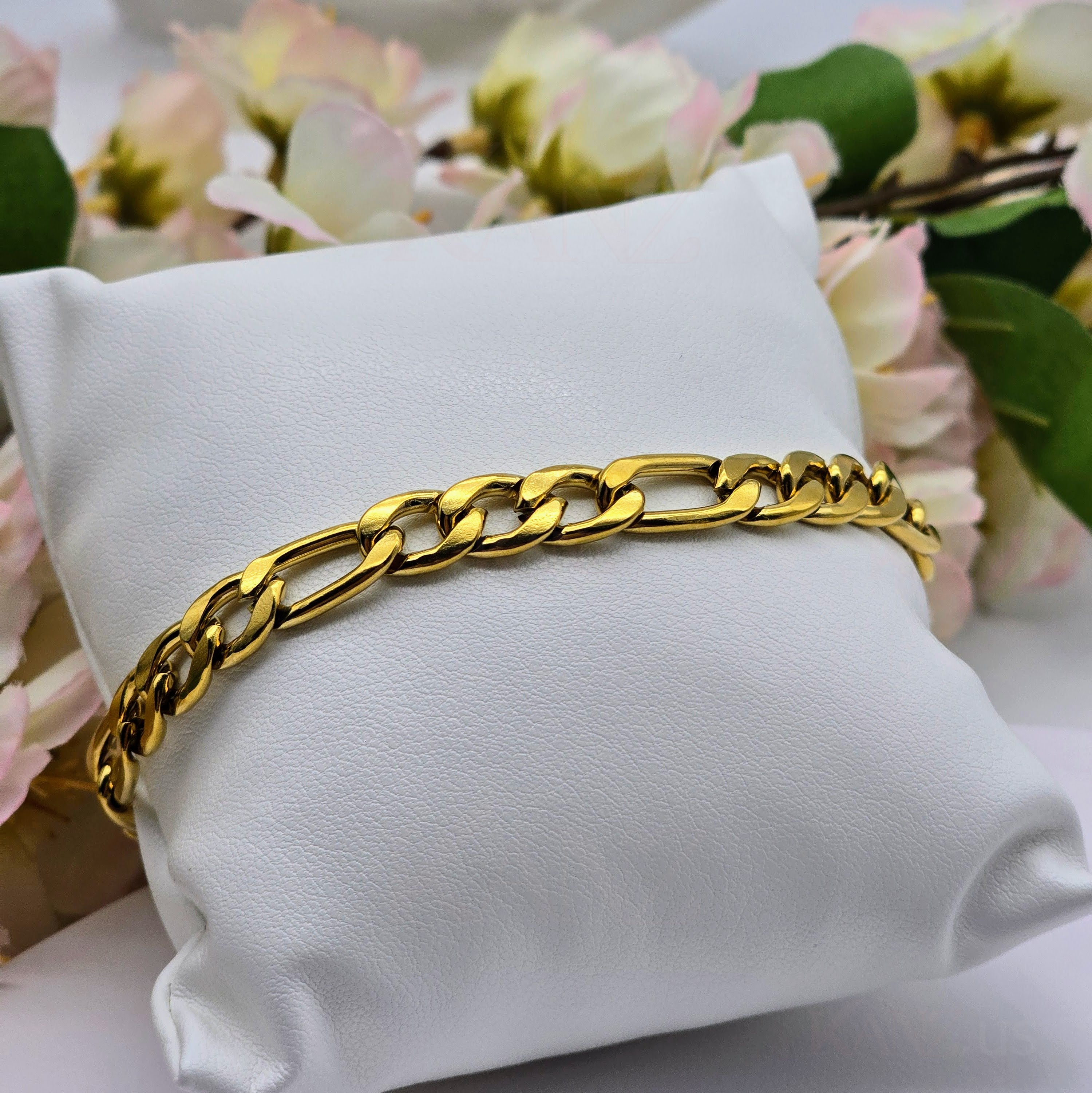Gold Mixed Link Chain Stainless Steel Bracelet