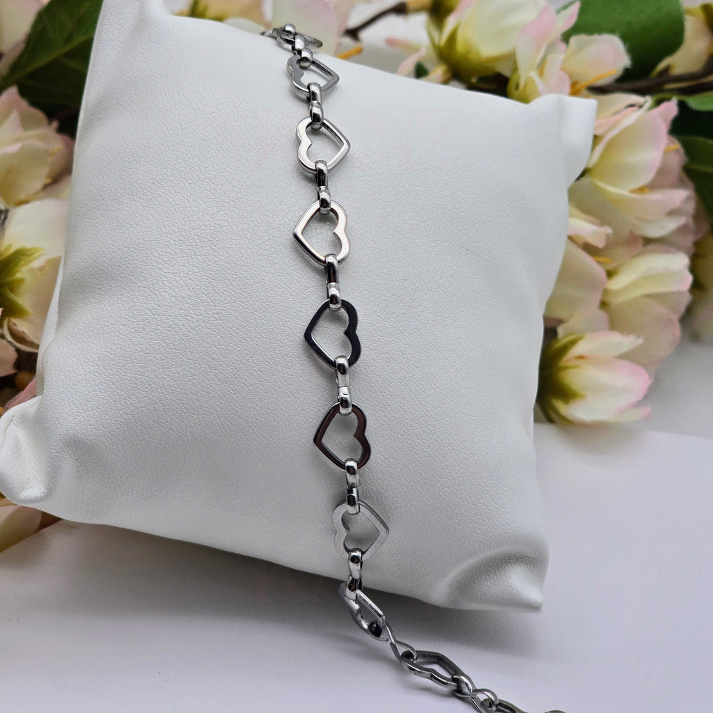 Open Heart Link Stainless Steel Bracelet