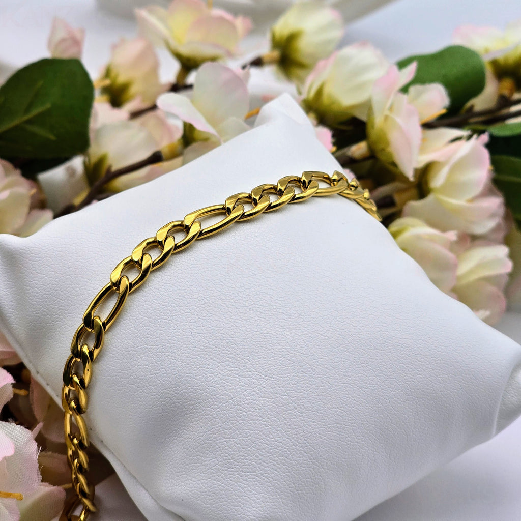 Gold Mixed Link Chain Stainless Steel Bracelet