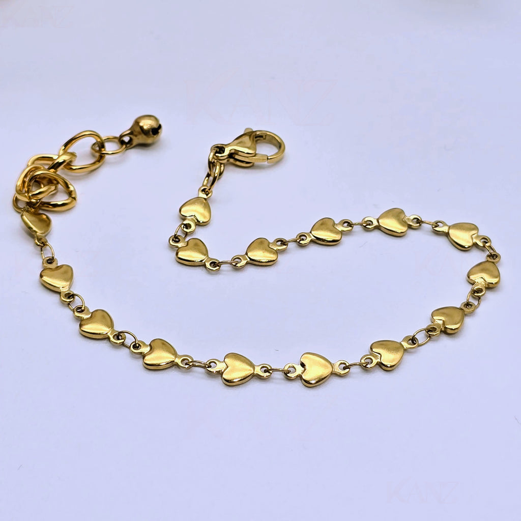 Golden Heart Link Stainless Steel Bracelet