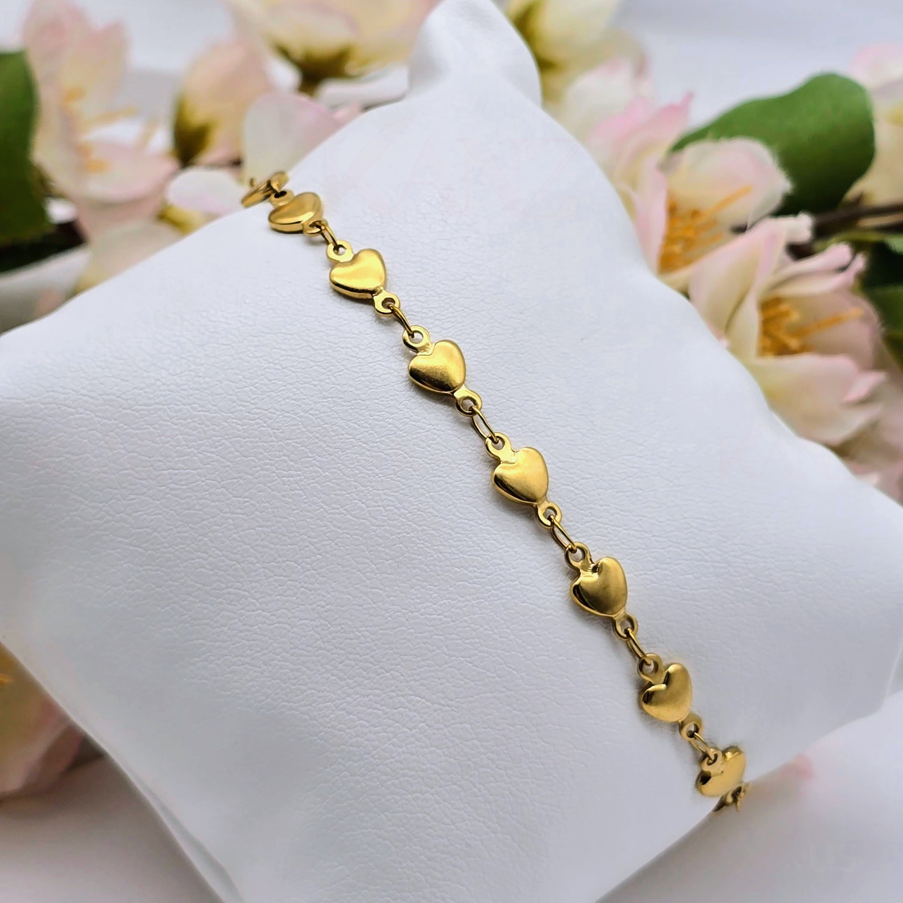 Golden Heart Link Stainless Steel Bracelet