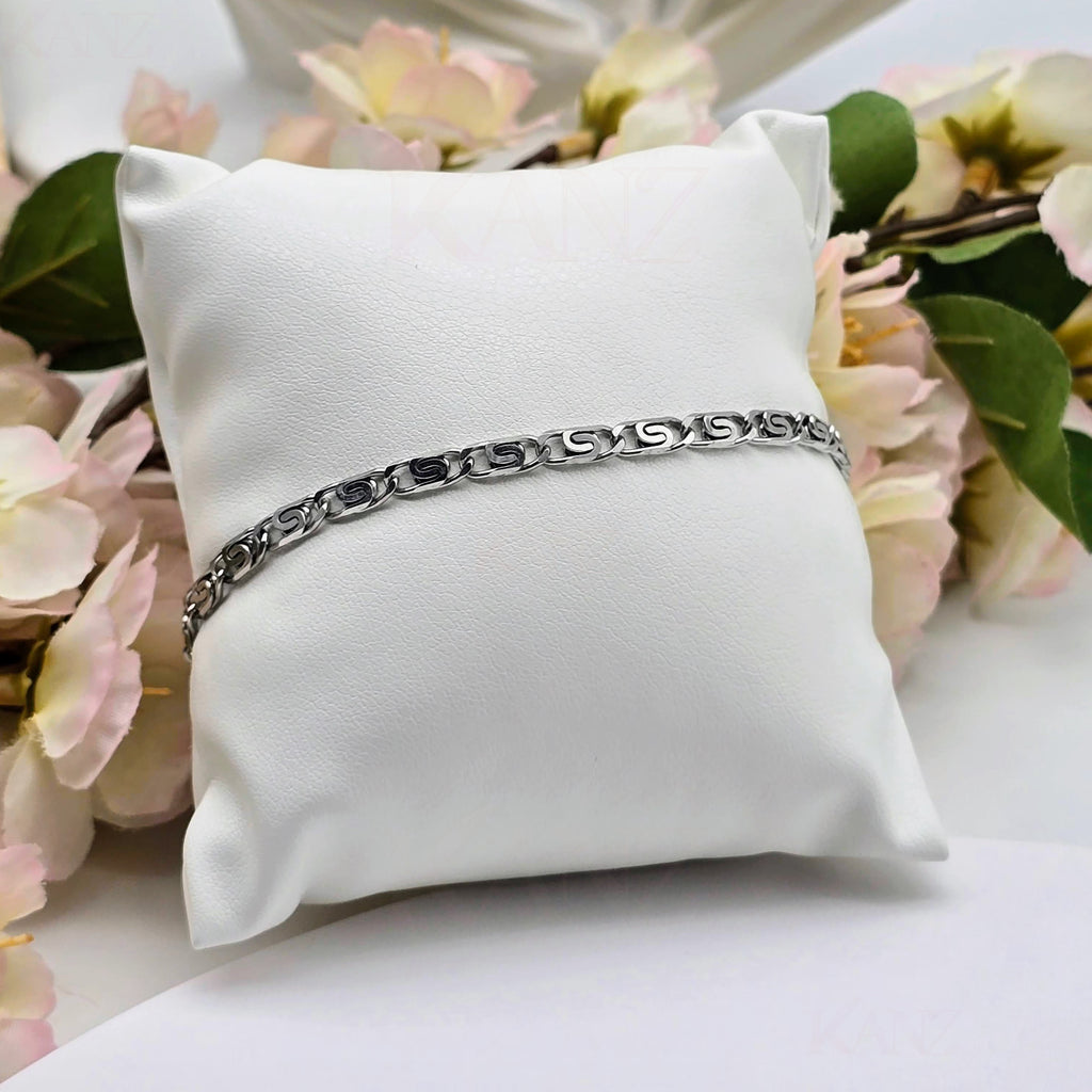 Classic Engraved Link Stainless Steel Bracelet