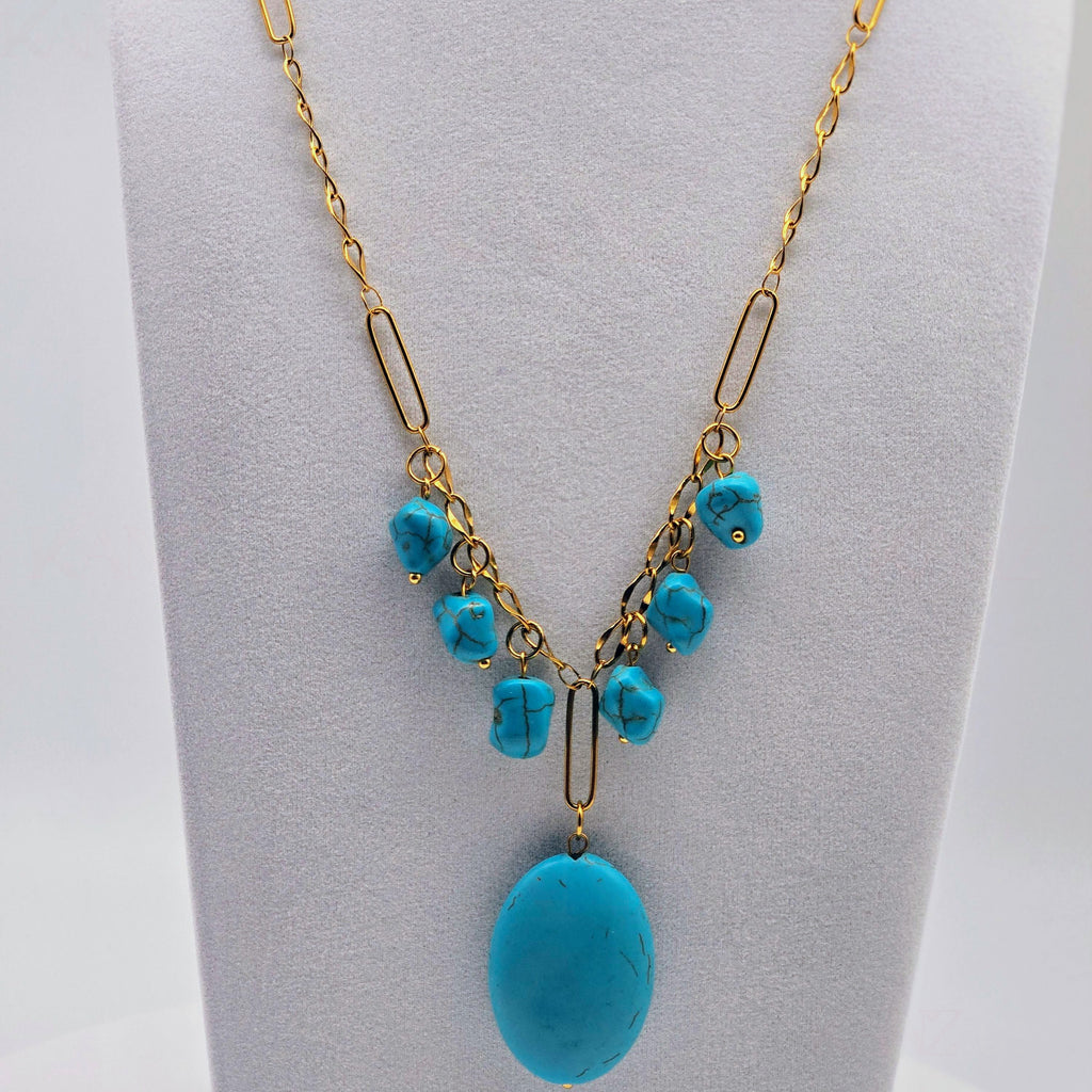 Solstice Stone Fringe Stainless Steel Necklace