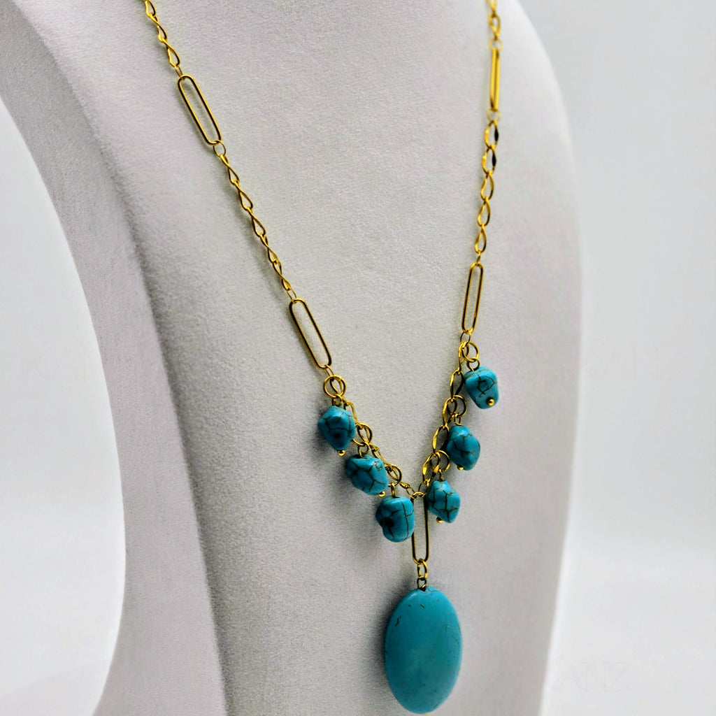 Solstice Stone Fringe Stainless Steel Necklace