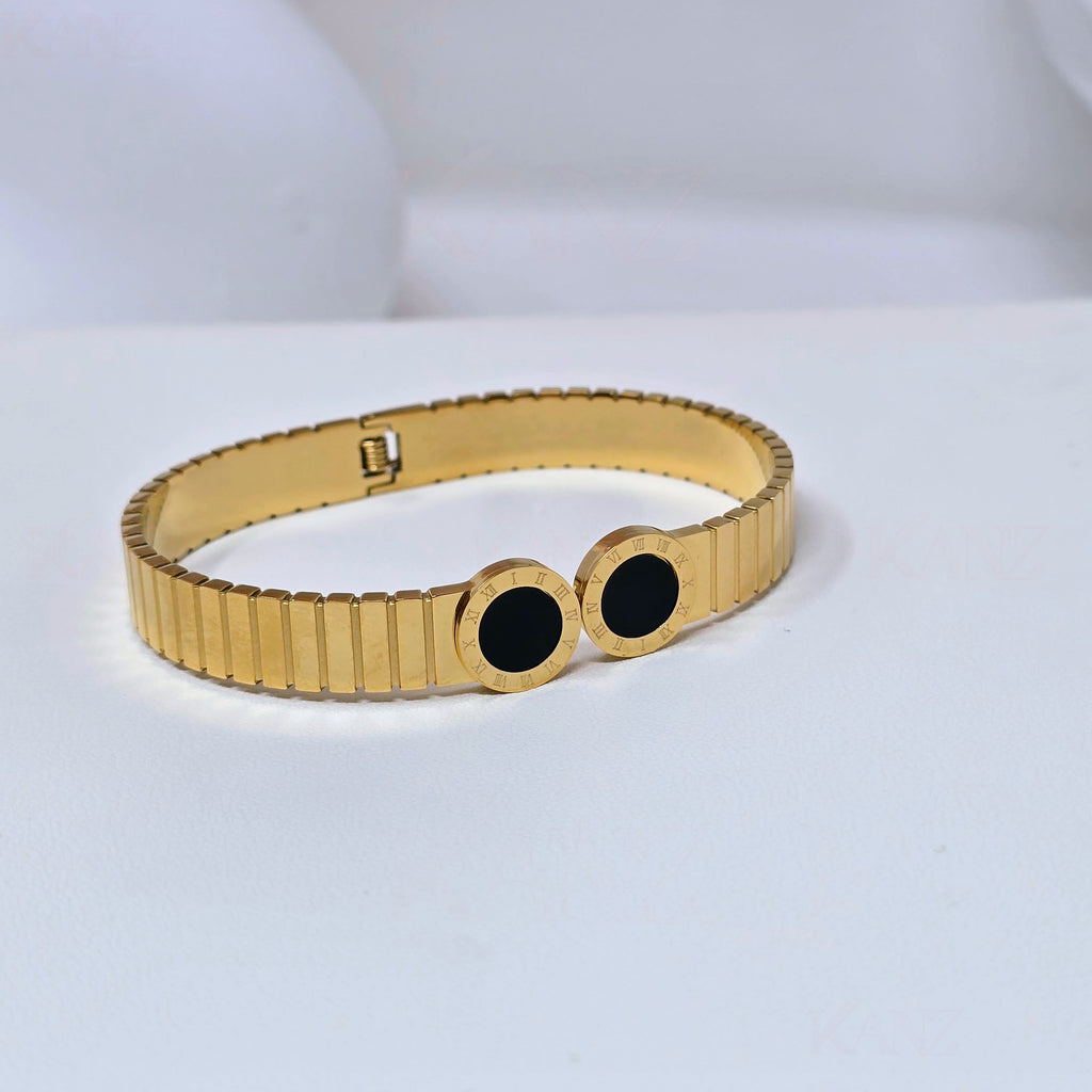 Roman Eclipse Stainless Steel Bangle Bracelet