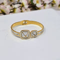 Dual Eclipse CZ Stainless Steel Hinged Bangle