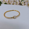 Triple Pave Barrel Stainless Steel Hinged Bangle