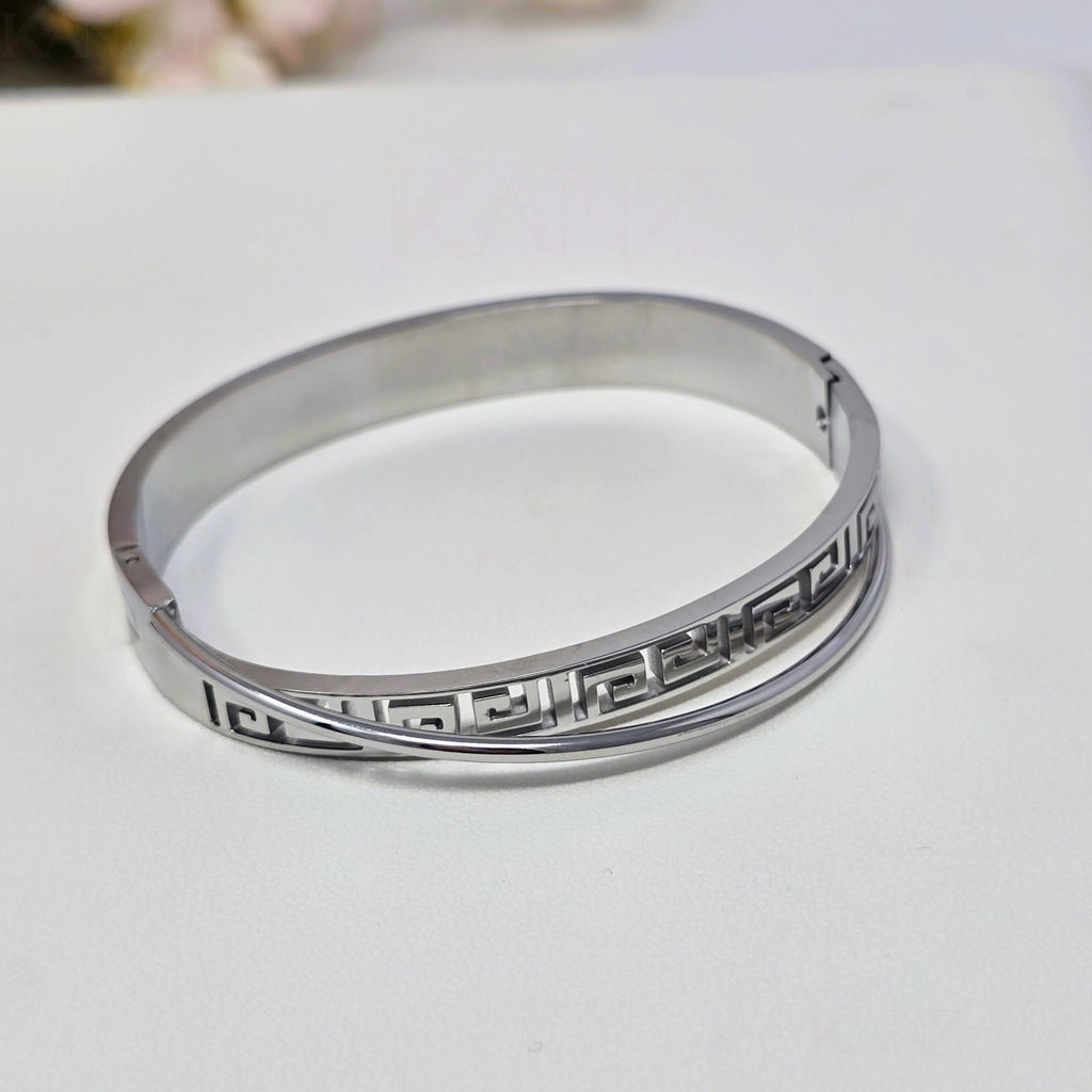 Greek Key Classic Stainless Steel Bangle