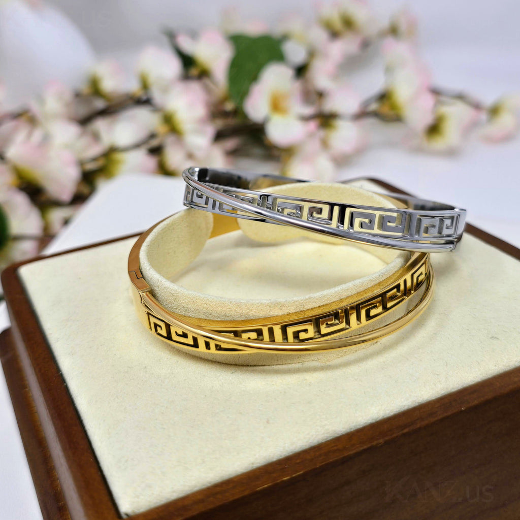 Greek Key Classic Stainless Steel Bangle