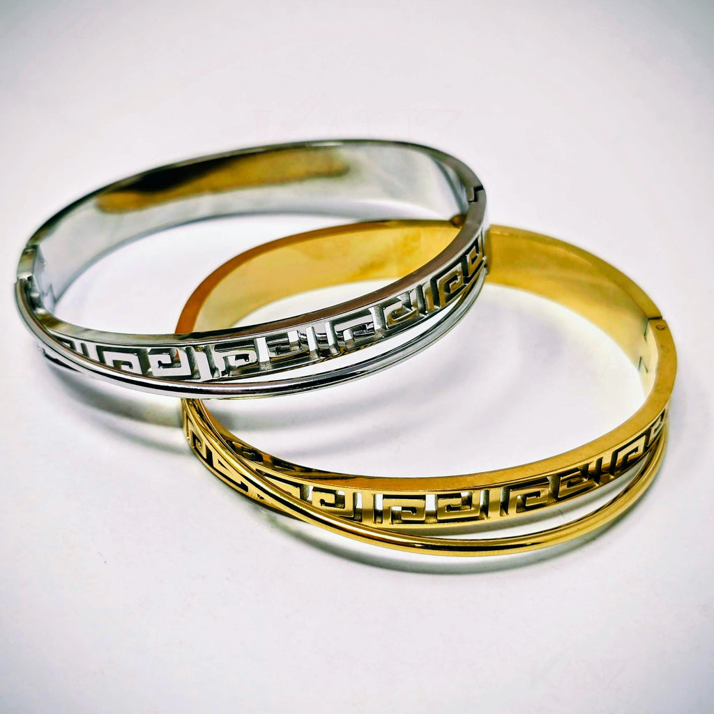 Greek Key Classic Stainless Steel Bangle