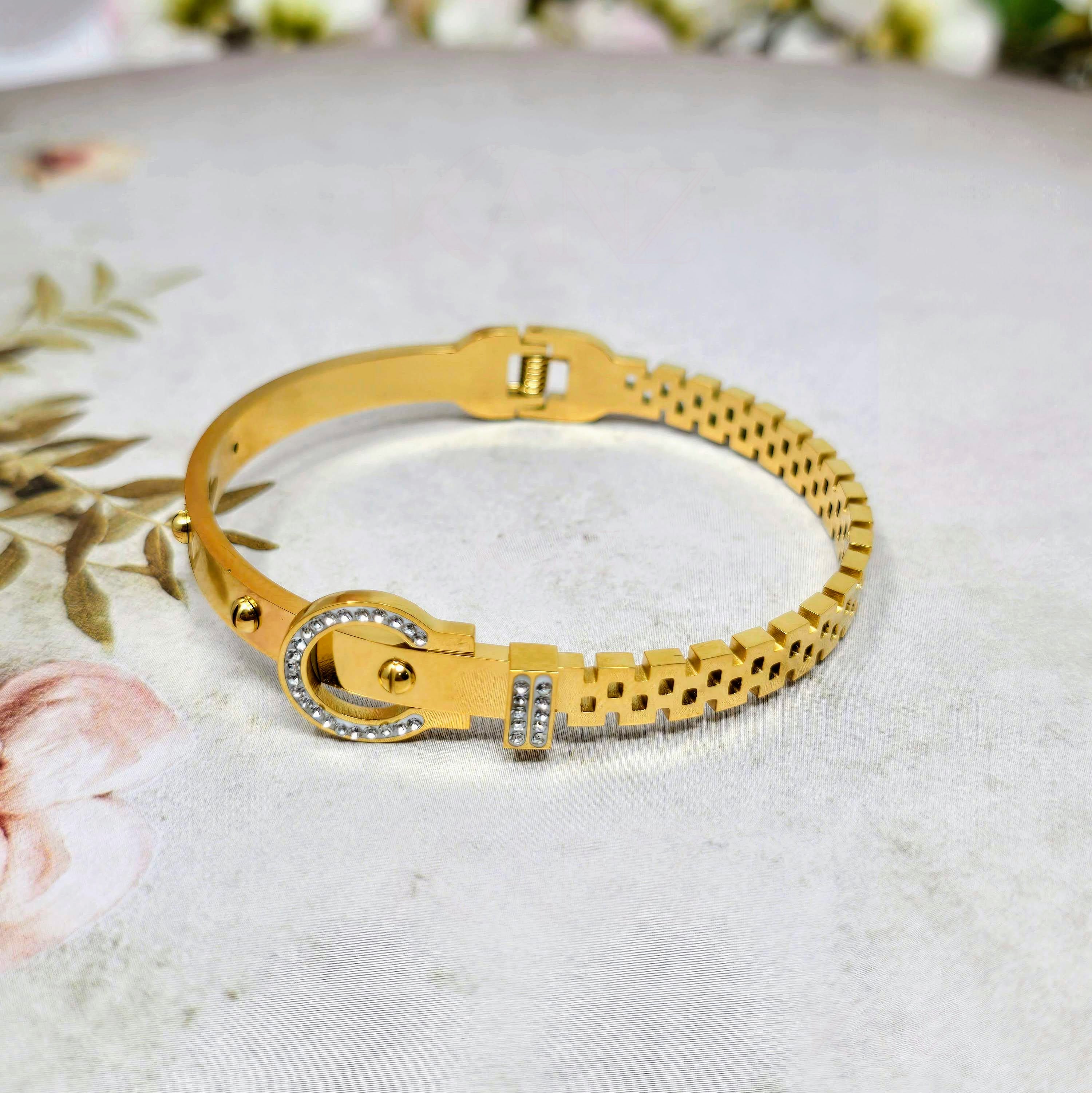 Dual Lock CZ Stainless Steel Hinged Bangle