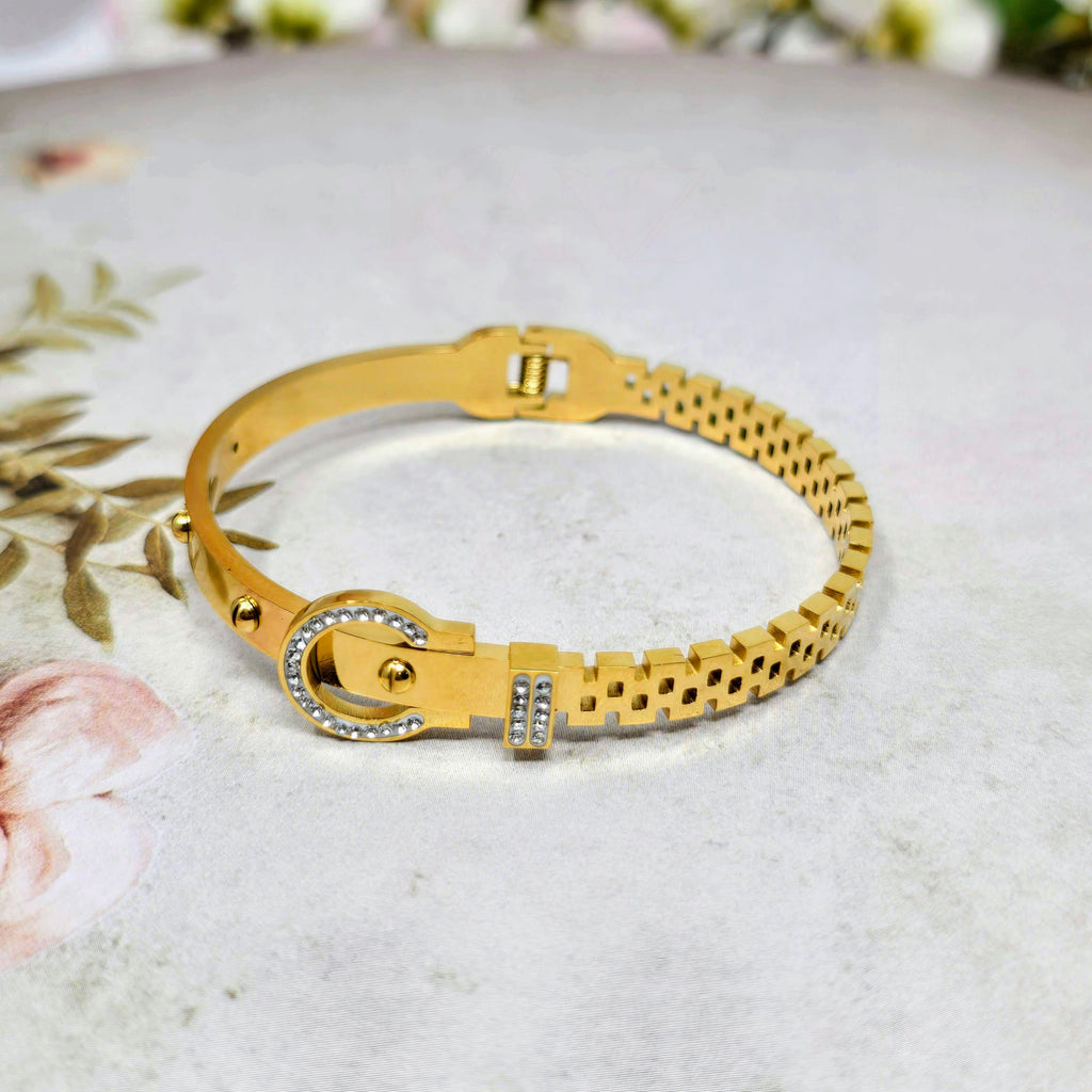 Dual Lock CZ Stainless Steel Hinged Bangle