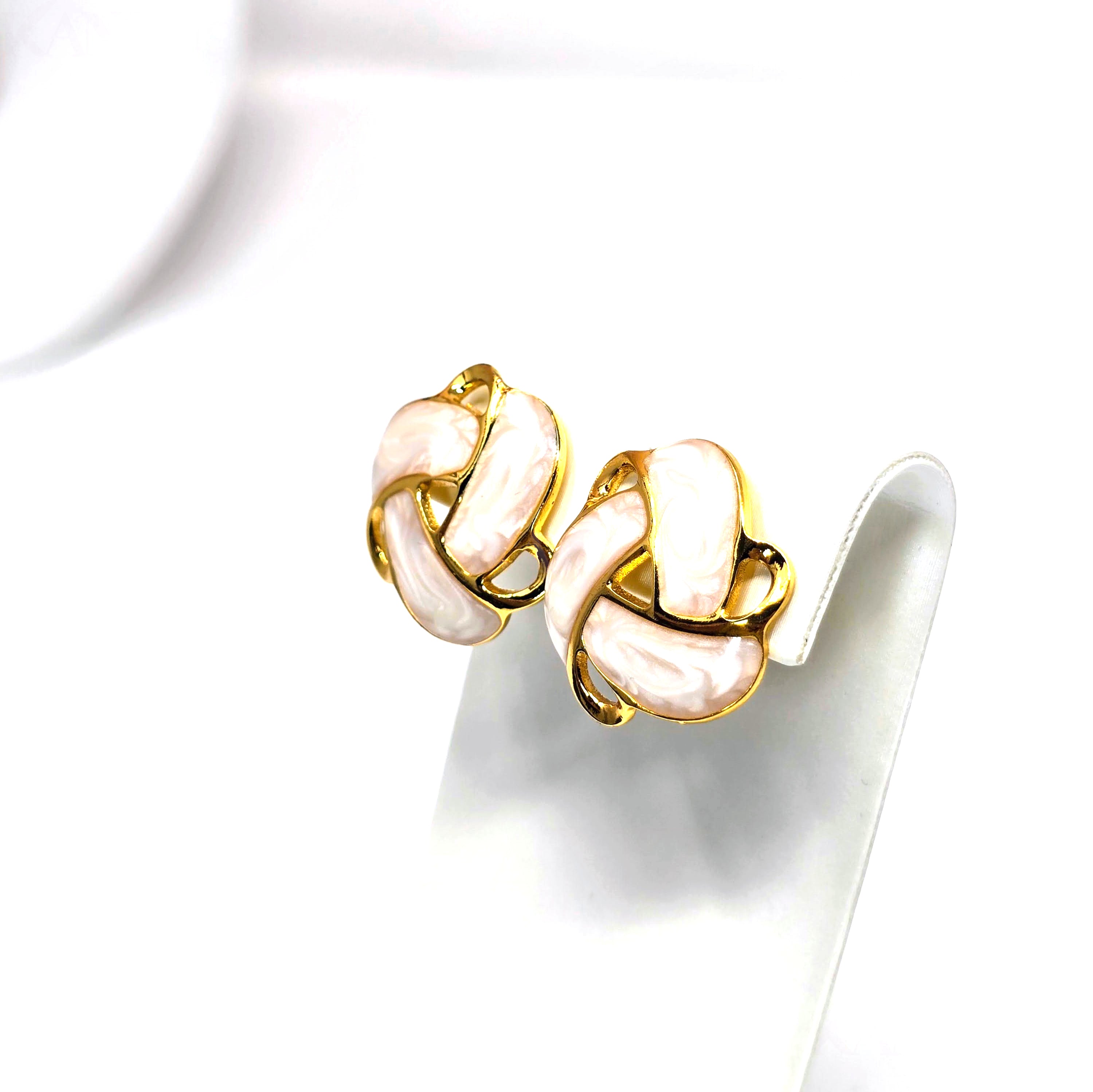 Pearl Swirl Sculptural Stainless Steel Stud Earrings
