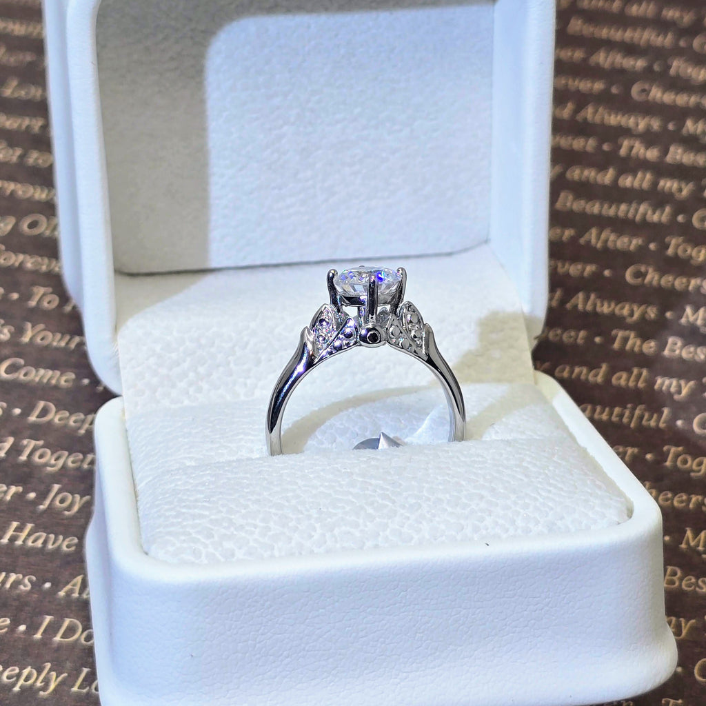 Silver Willow Solitaire Stainless Steel Ring