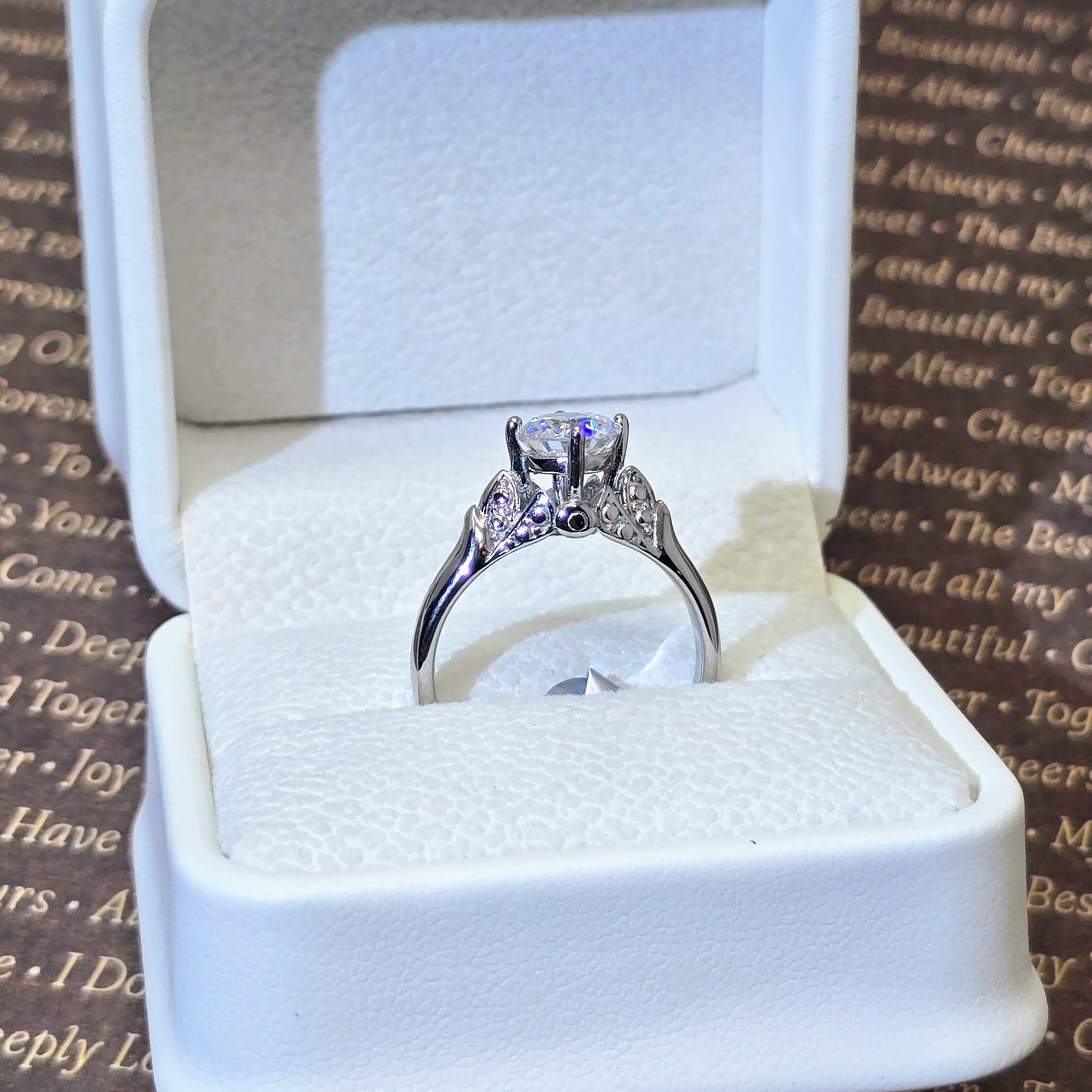 Silver Willow Solitaire Stainless Steel Ring