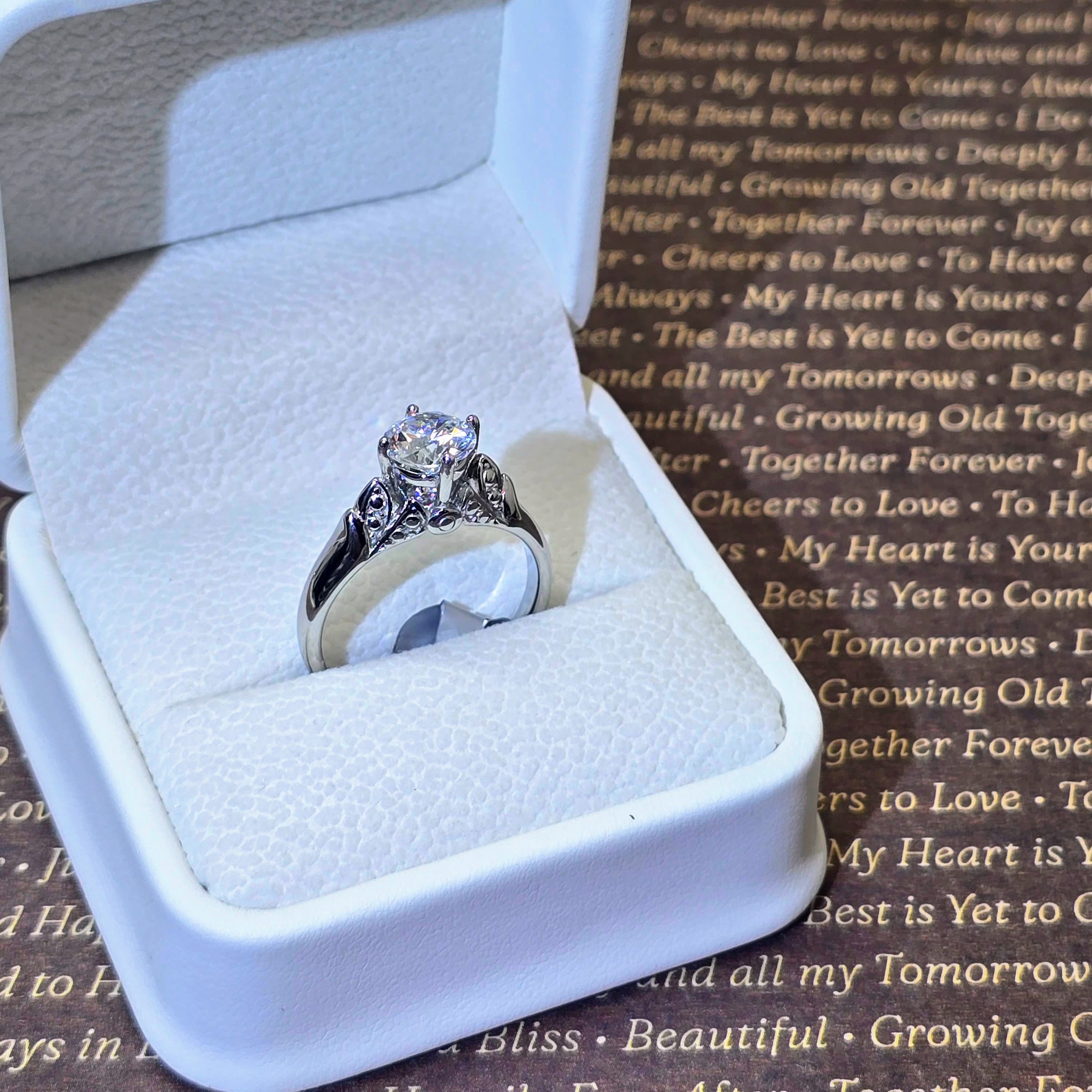 Silver Willow Solitaire Stainless Steel Ring