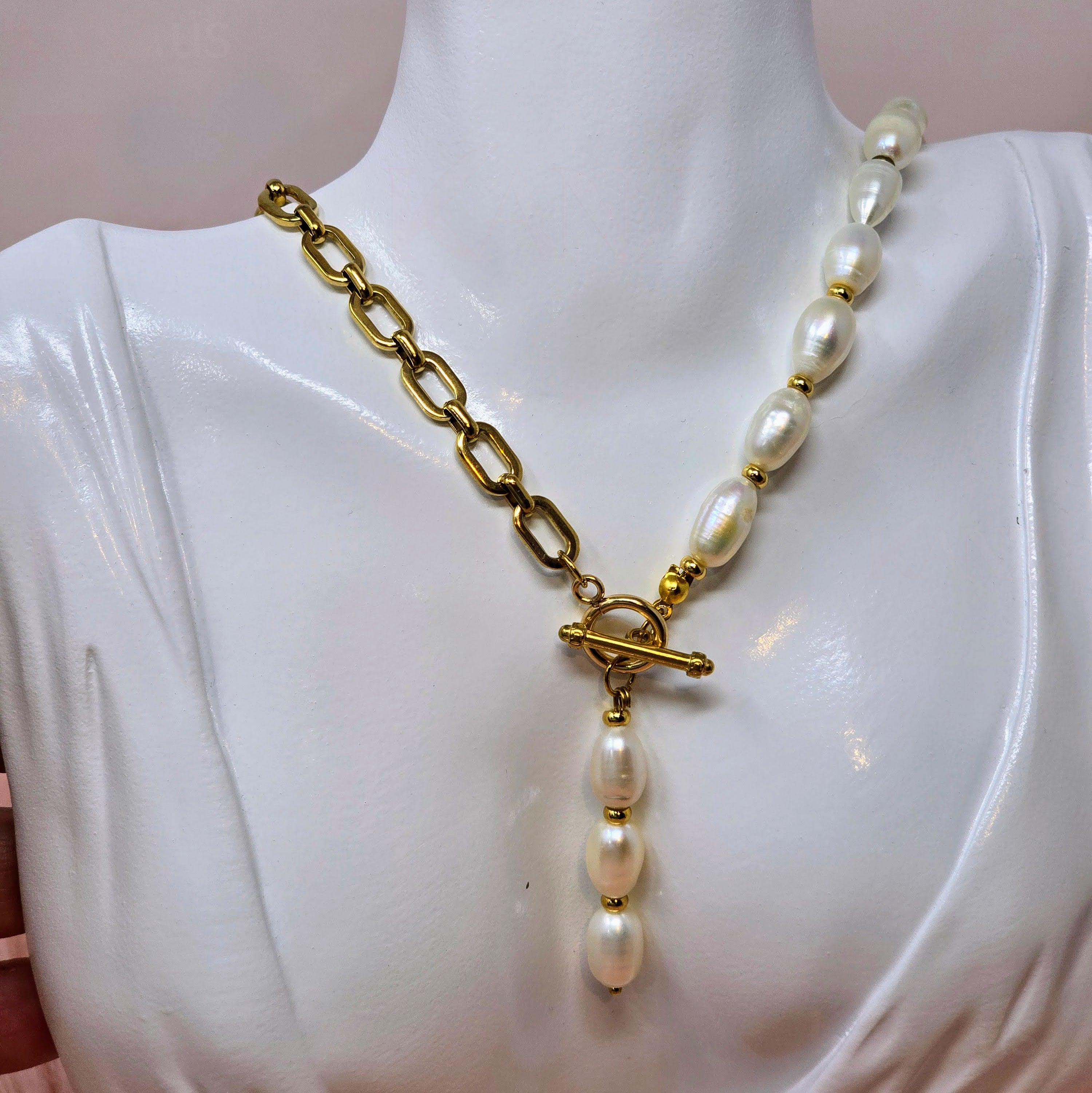 Serene Link Freshwater Stainless Steel Necklace