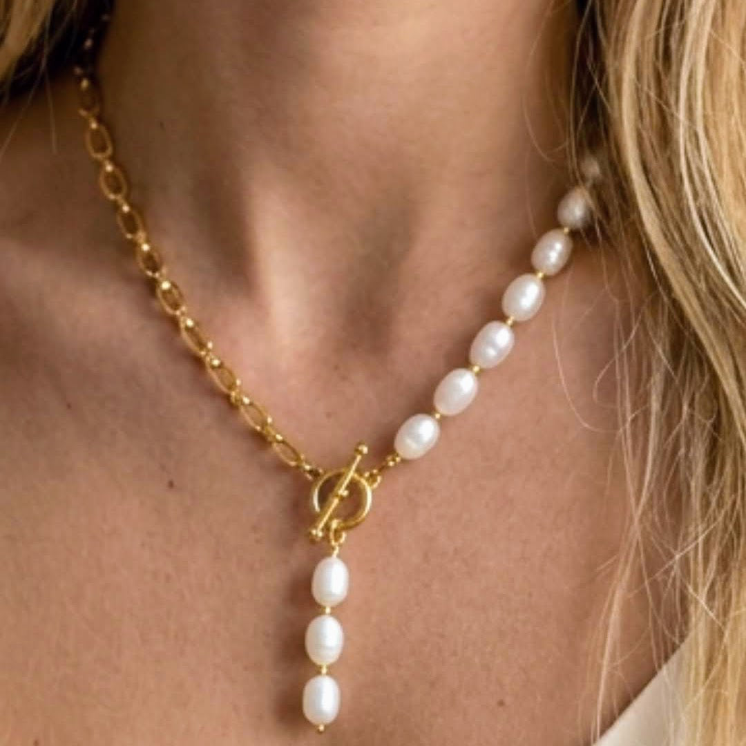 Serene Link Freshwater Stainless Steel Necklace