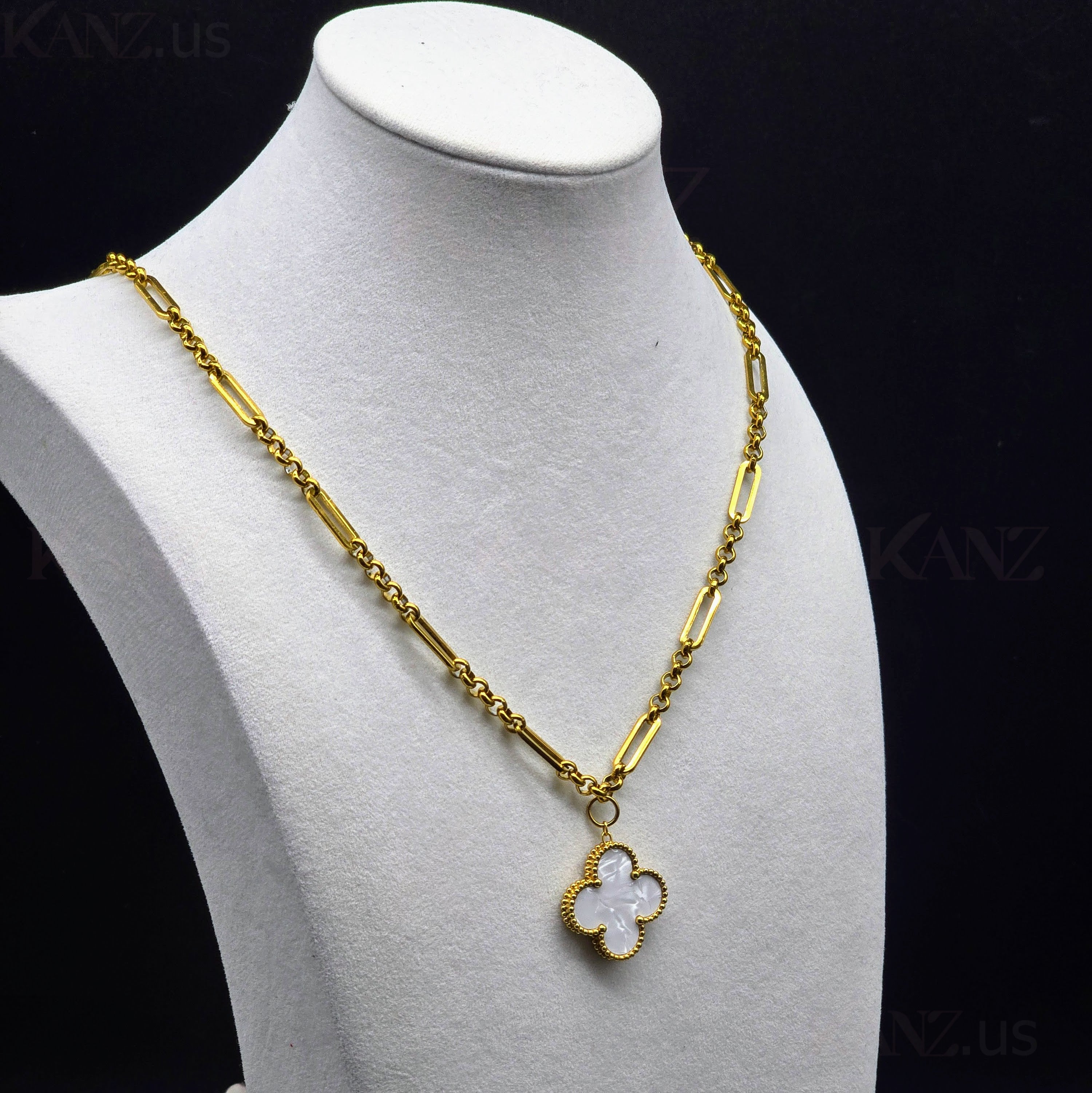 Sovereign Clover Pendant Stainless Steel Necklace
