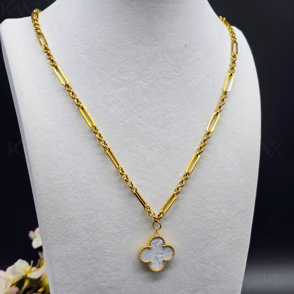 Sovereign Clover Pendant Stainless Steel Necklace