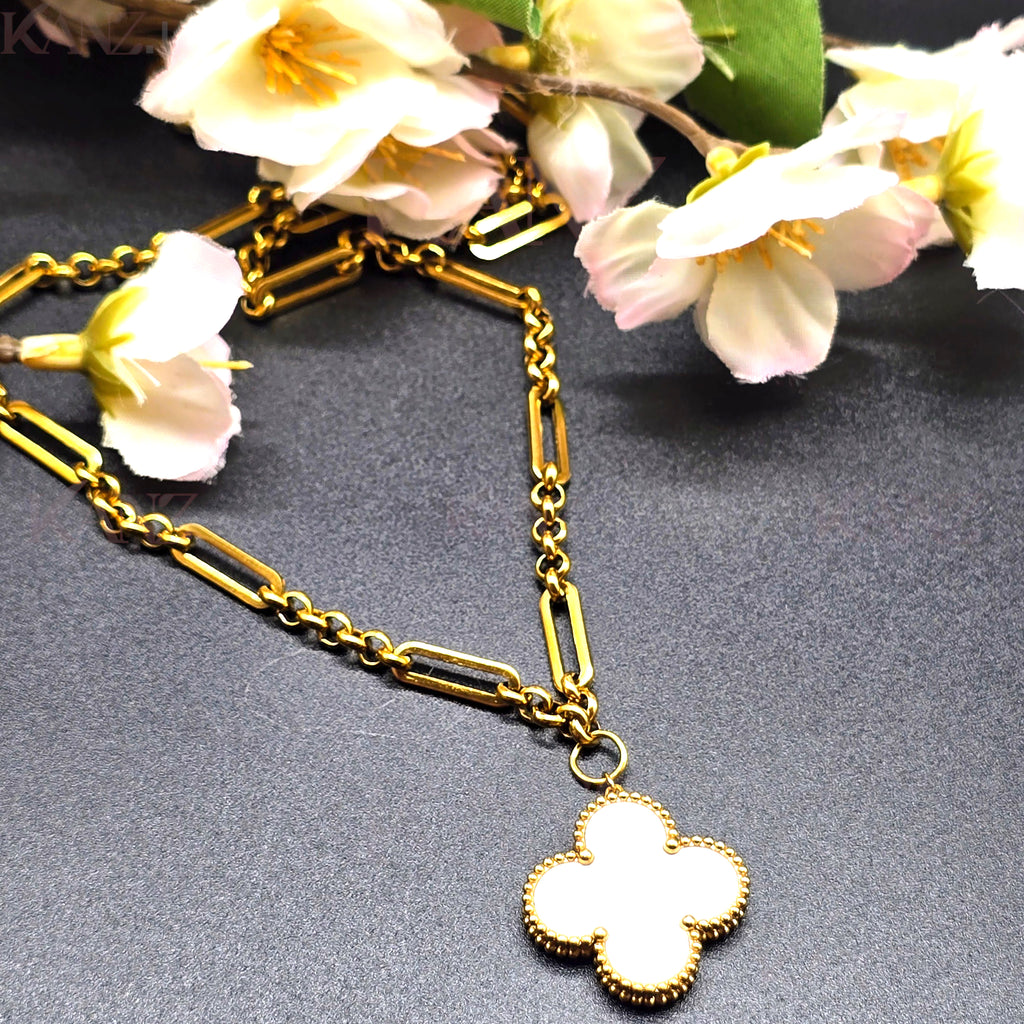 Sovereign Clover Pendant Stainless Steel Necklace