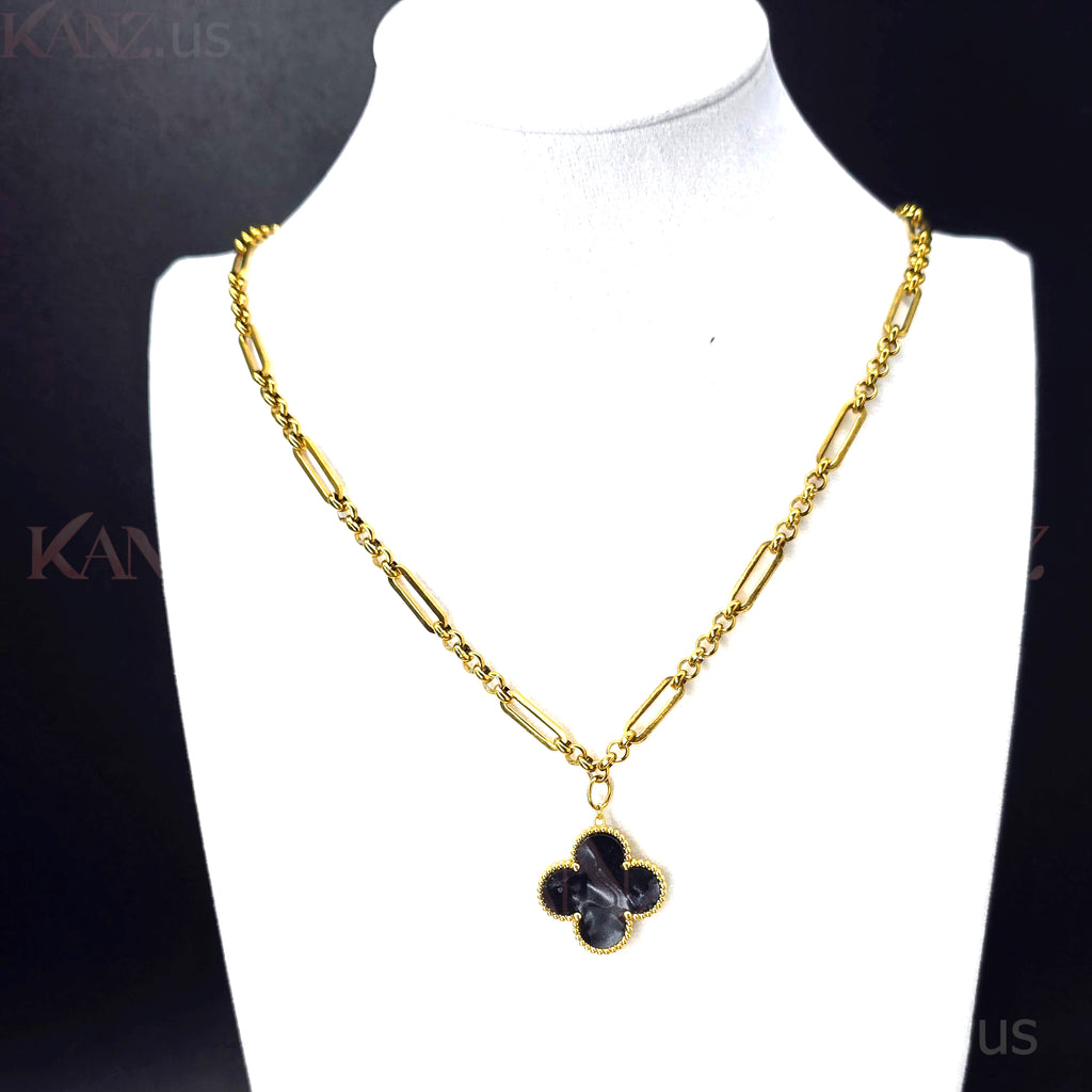 Sovereign Clover Pendant Stainless Steel Necklace