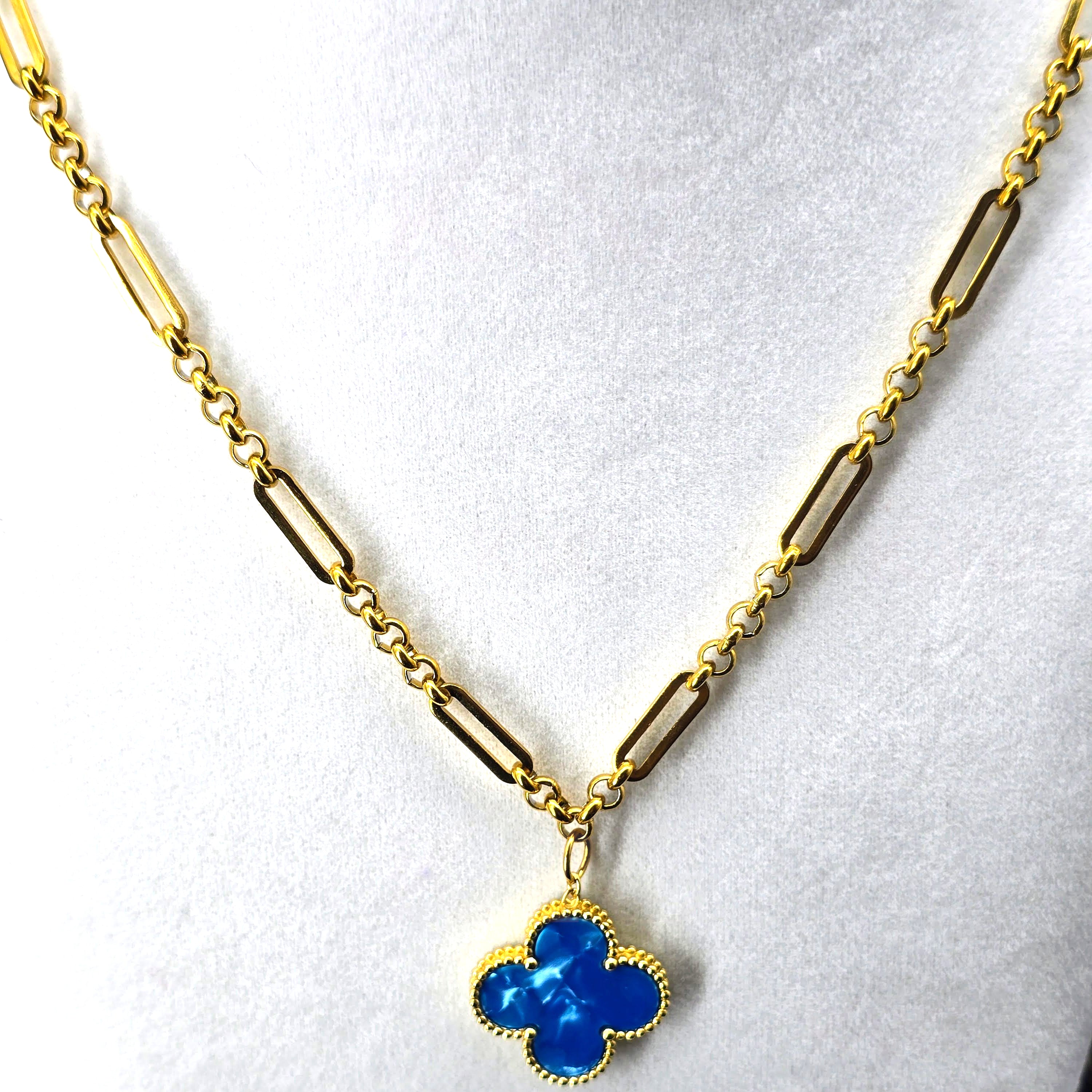Sovereign Clover Pendant Stainless Steel Necklace