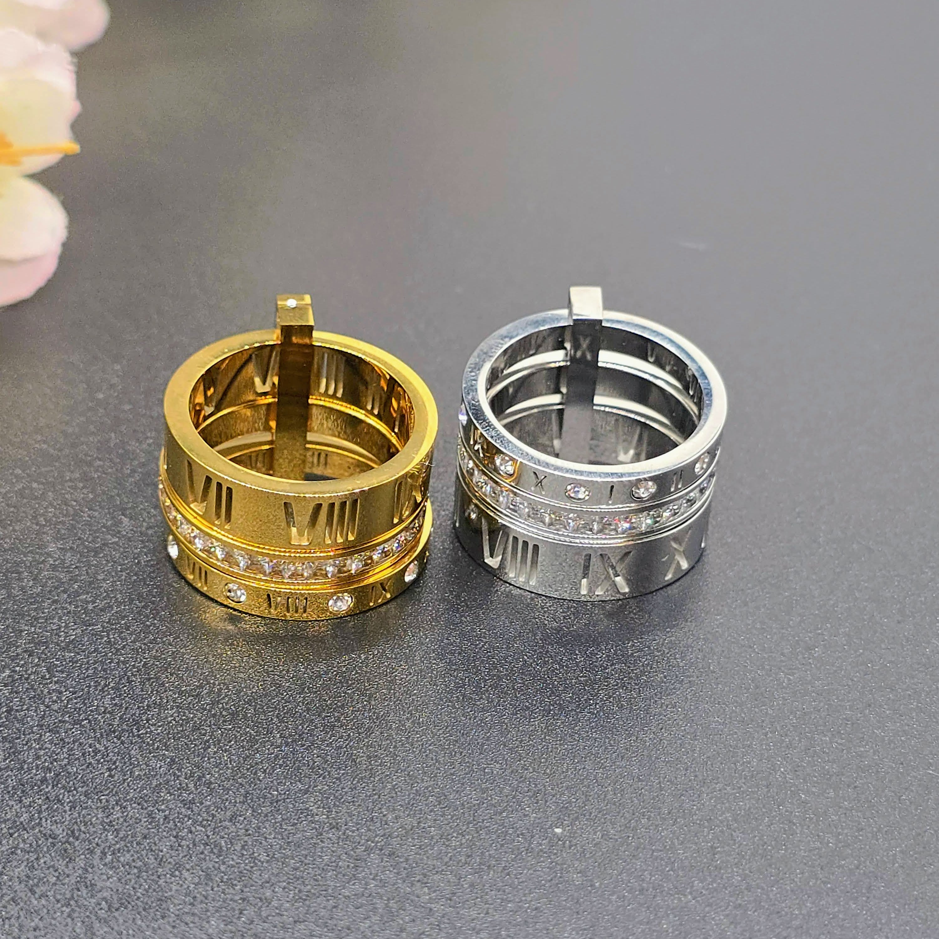 Roman Empire CZ Stainless Steel Statement  Ring