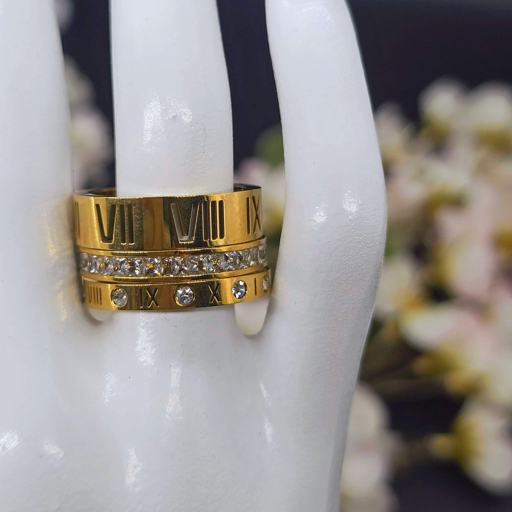Roman Empire CZ Stainless Steel Statement  Ring