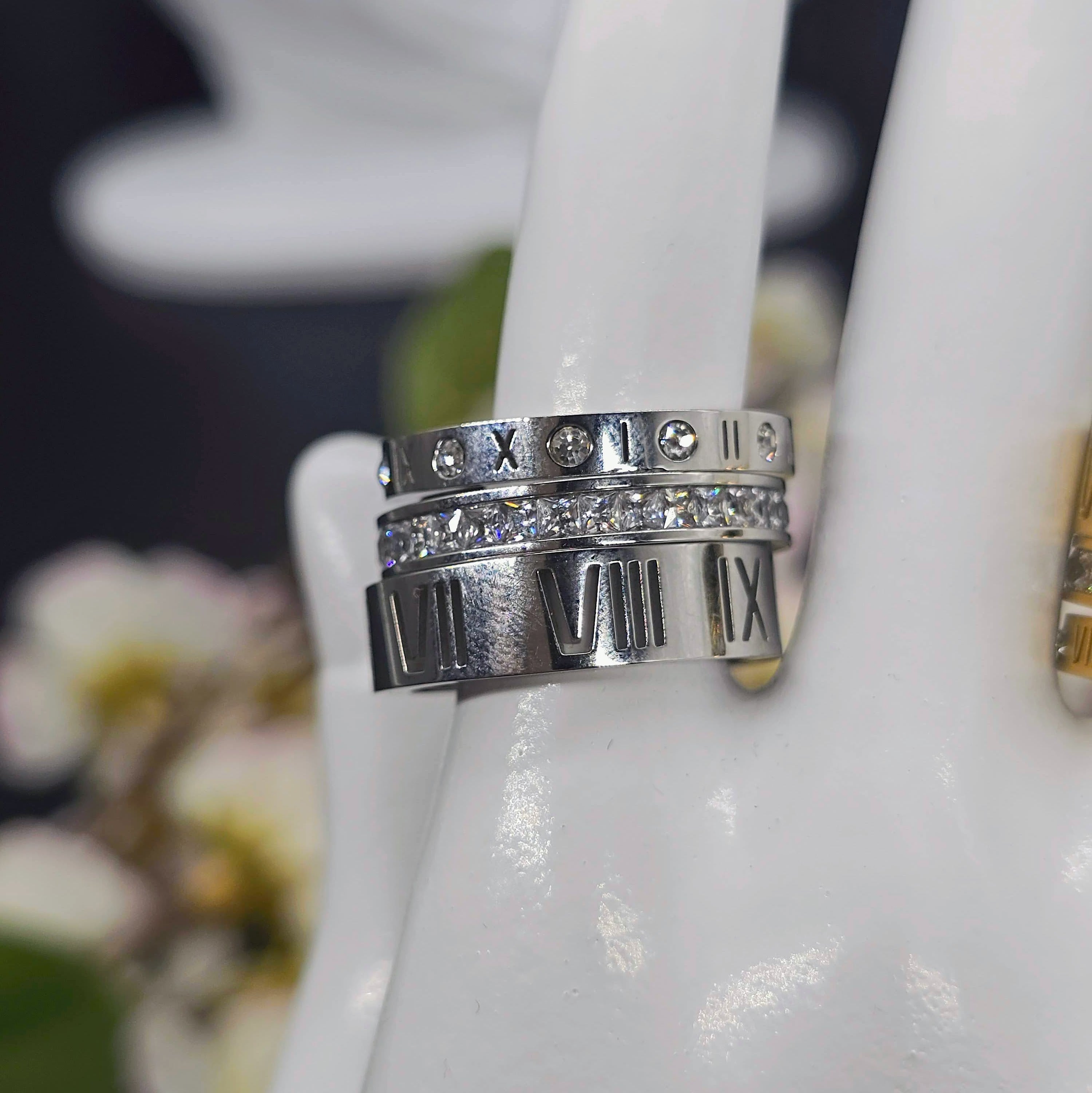 Roman Empire CZ Stainless Steel Statement  Ring