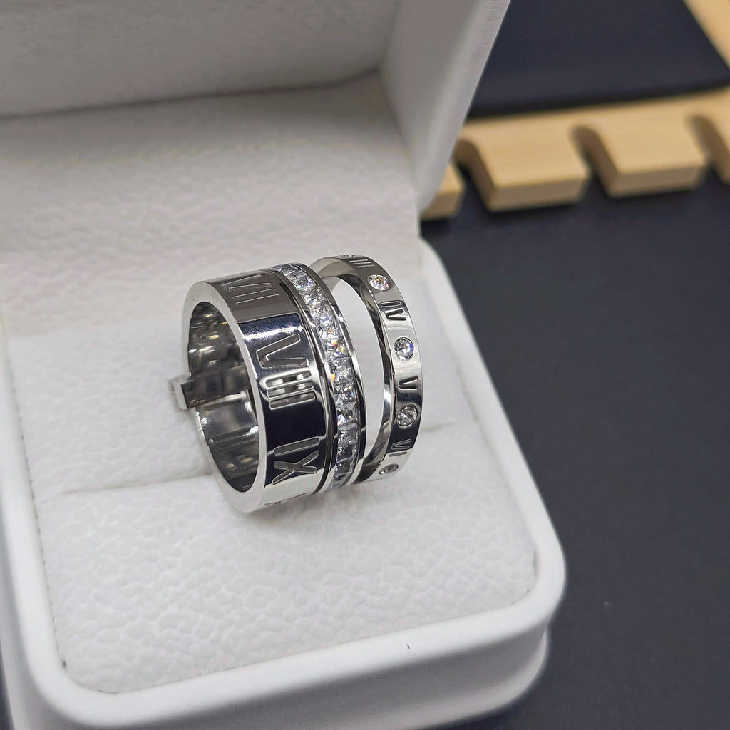 Roman Empire CZ Stainless Steel Statement  Ring