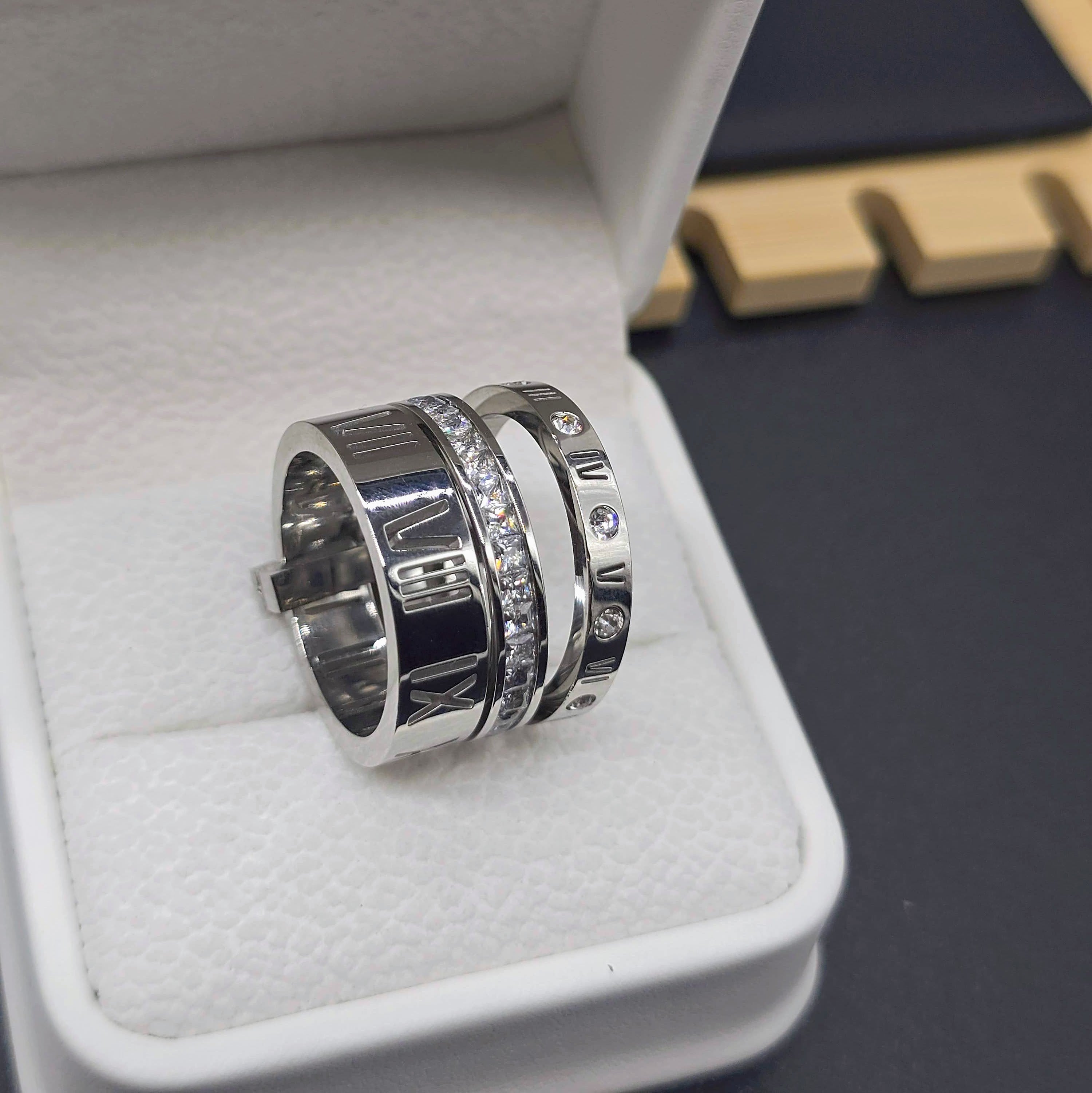 Roman Empire CZ Stainless Steel Statement  Ring
