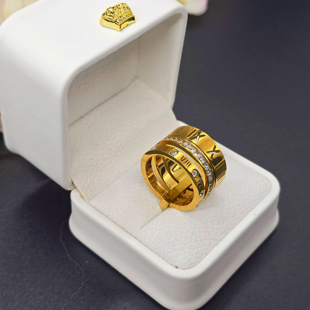 Roman Empire CZ Stainless Steel Statement  Ring