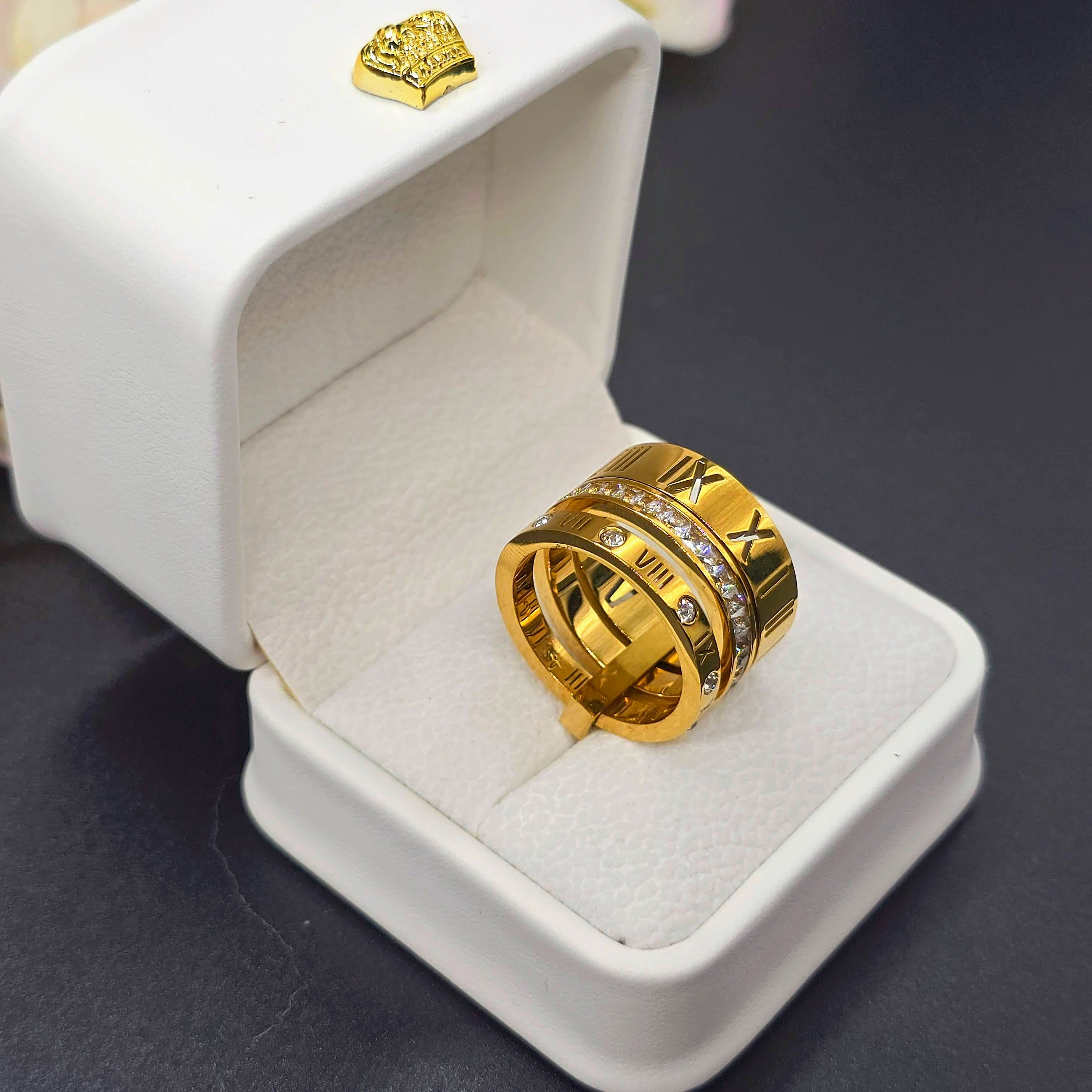 Roman Empire CZ Stainless Steel Statement  Ring