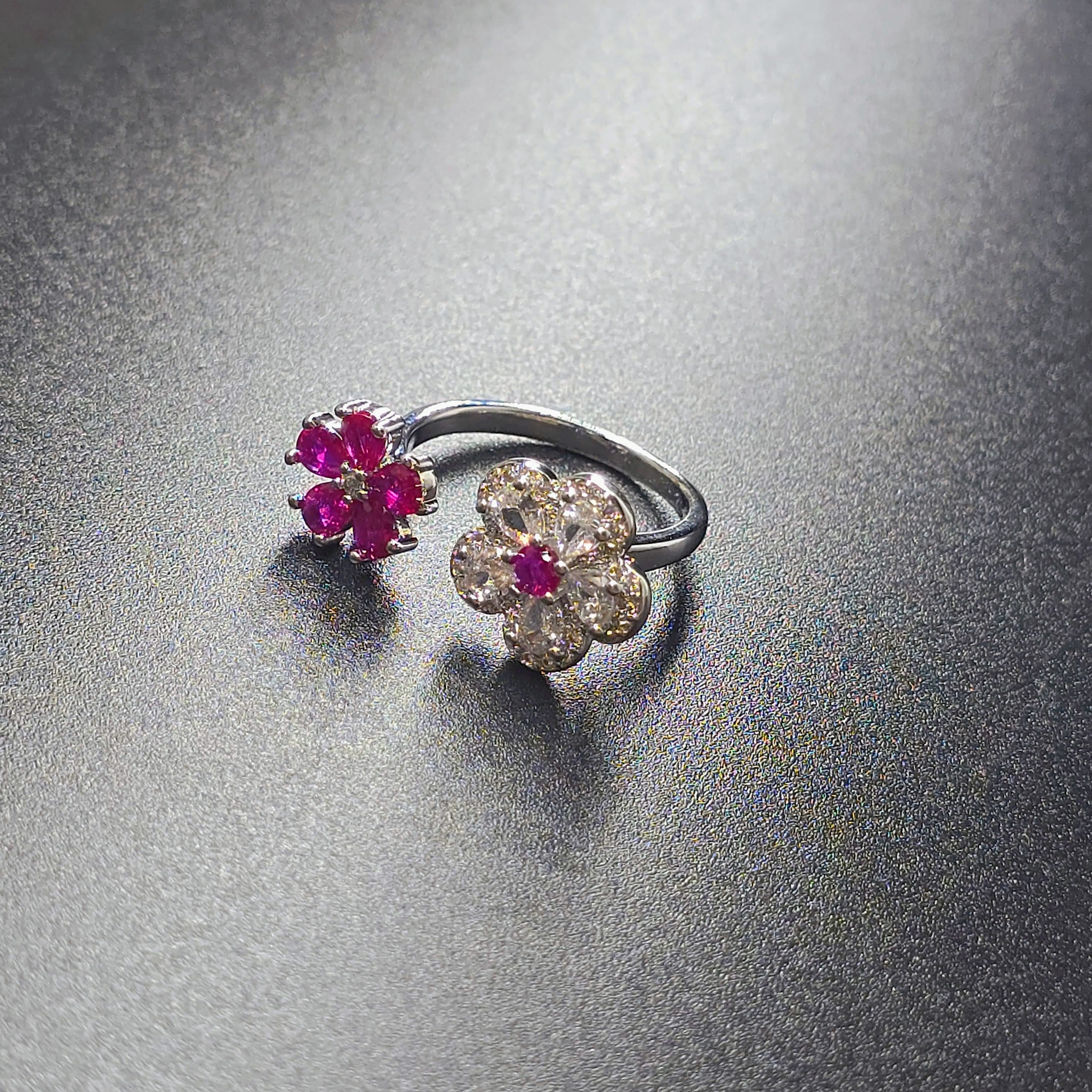 Rose & Crystal Meadow Stainless Steel Ring