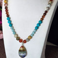 Chakra Style Natural Stone Pendant Necklace